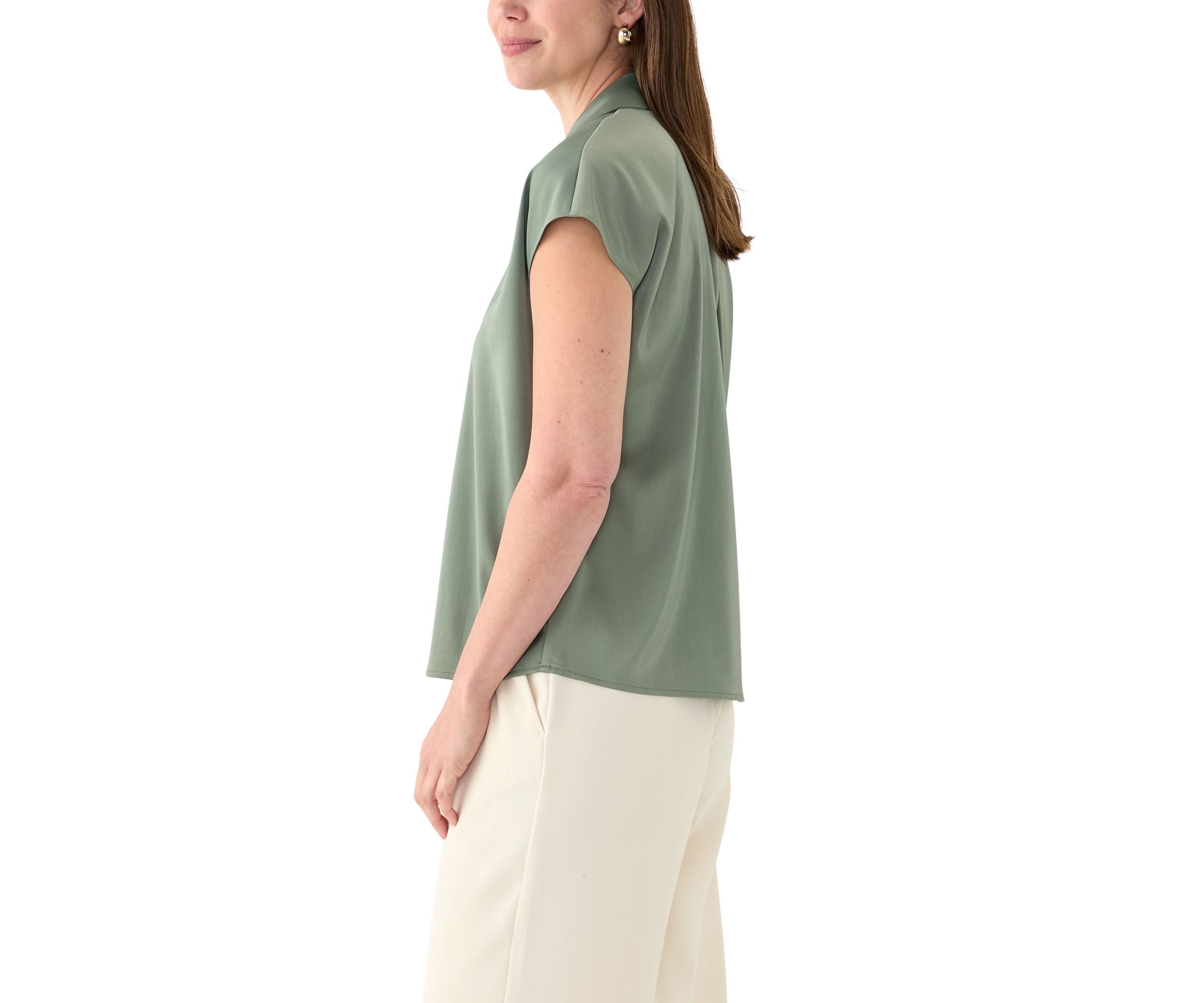 Womens Short Sleeve V-Neck Blouse
