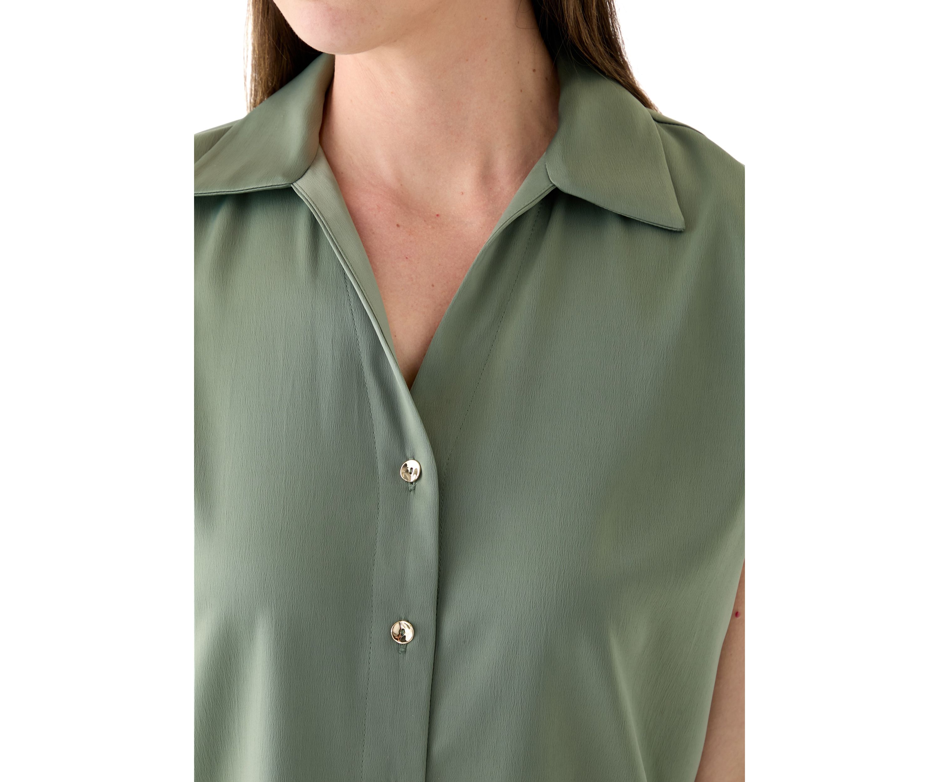 Womens Short Sleeve V-Neck Blouse