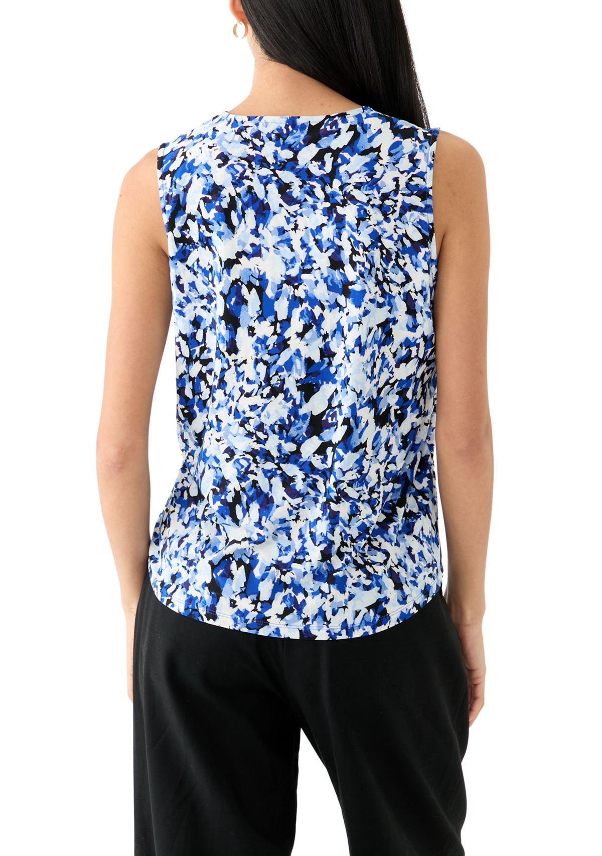 Petite Pleat Front Printed Blouse