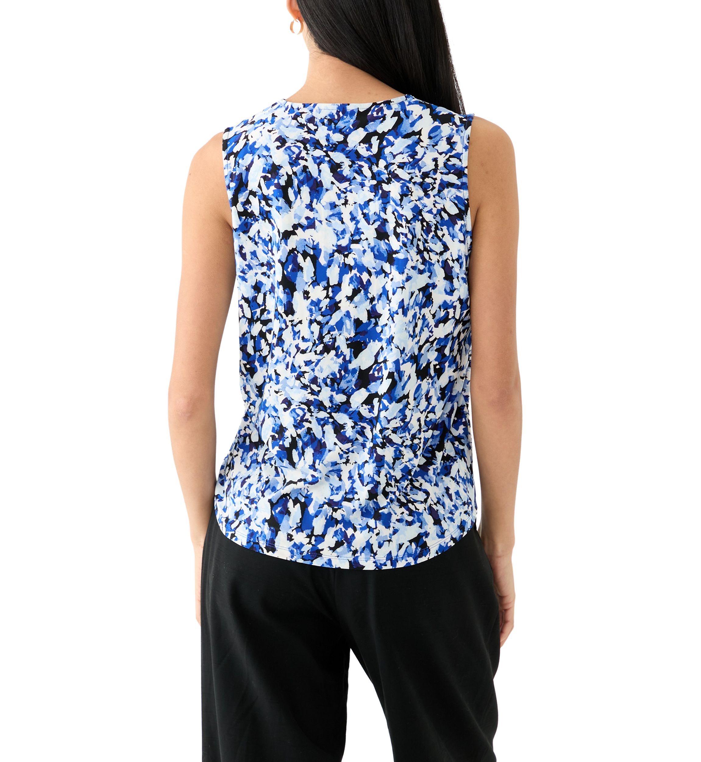 Petite Pleat Front Printed Blouse