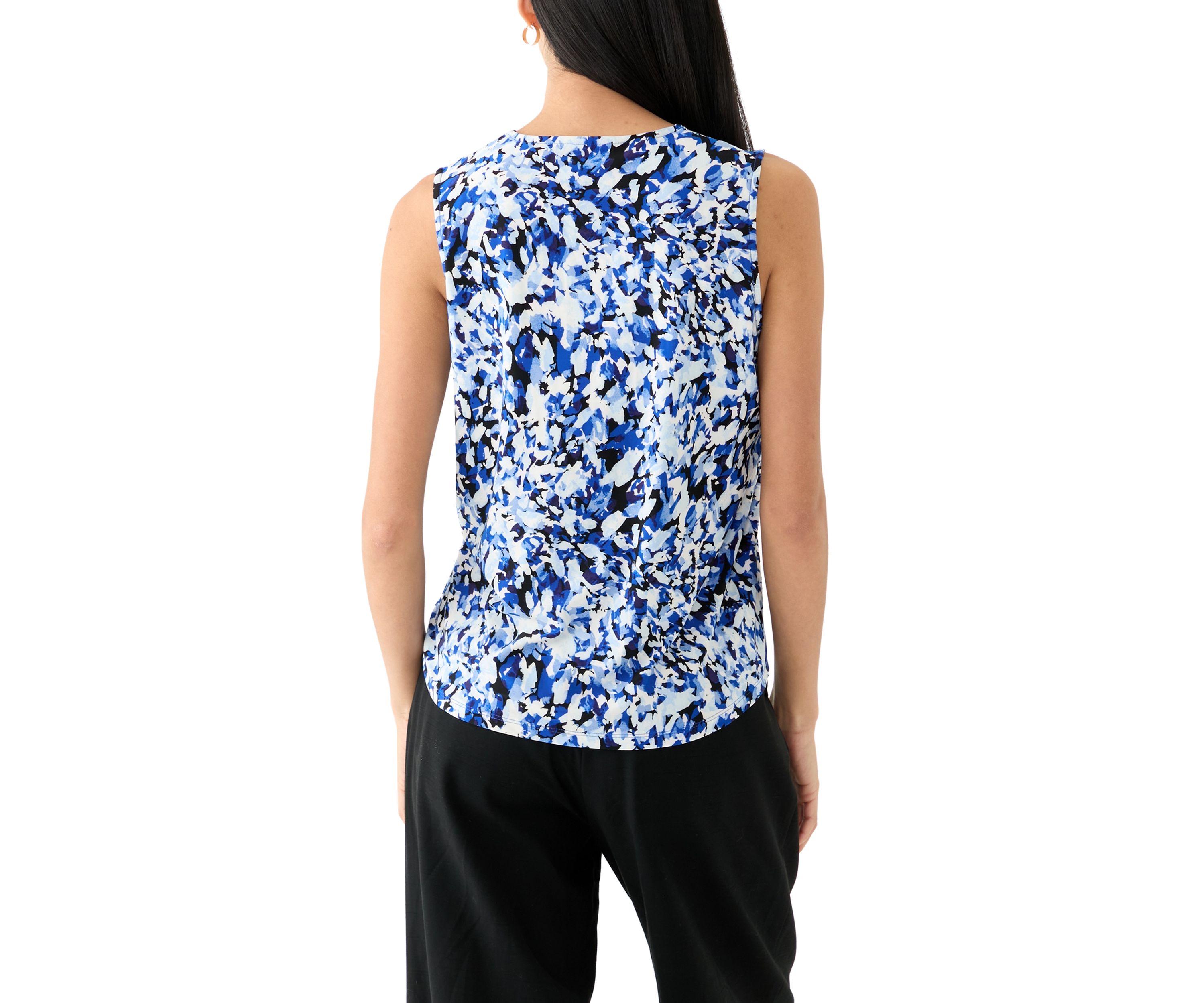 Petite Pleat Front Printed Blouse
