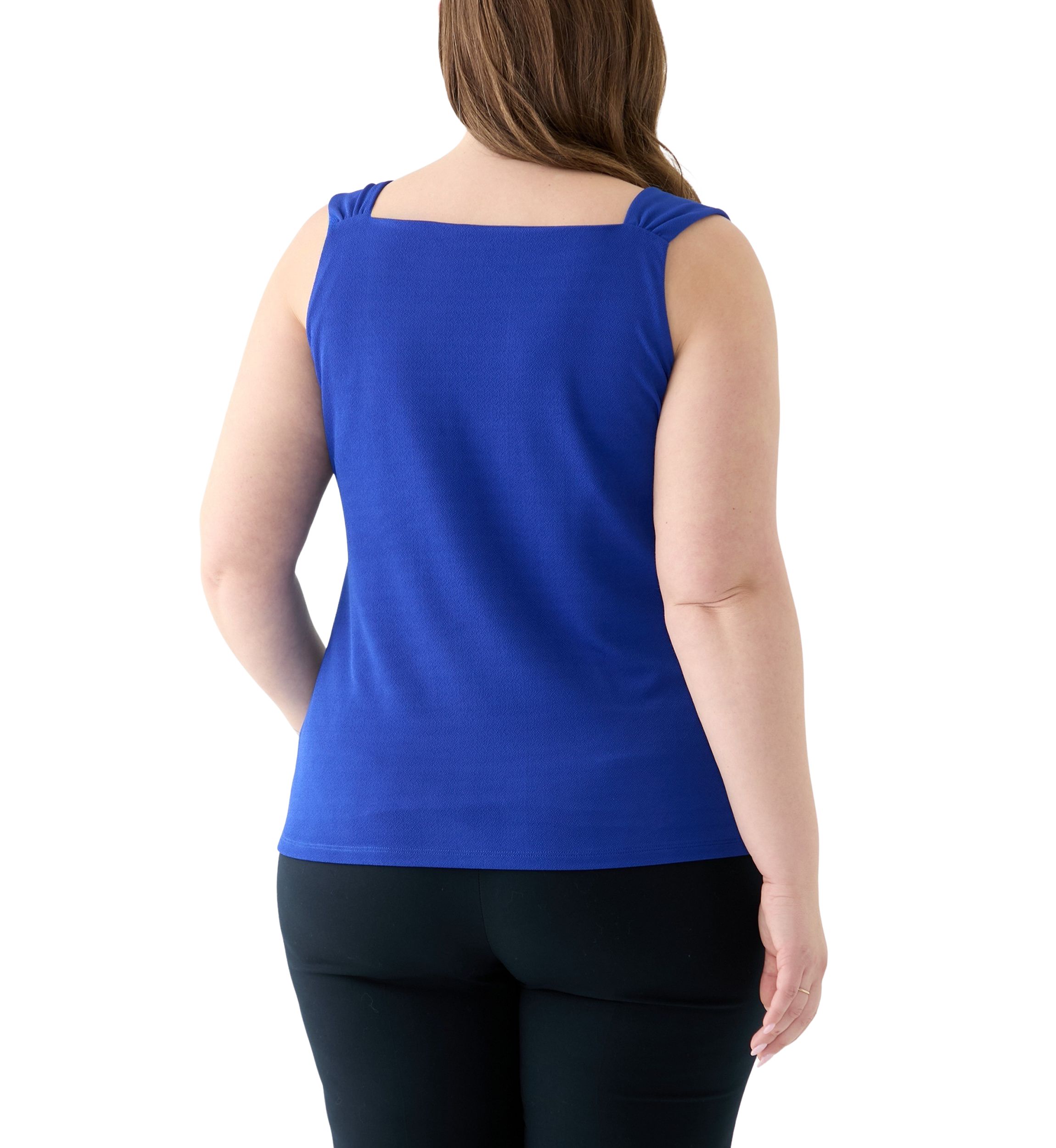 Plus Size Shirred Strap Cowl Neck Cami 