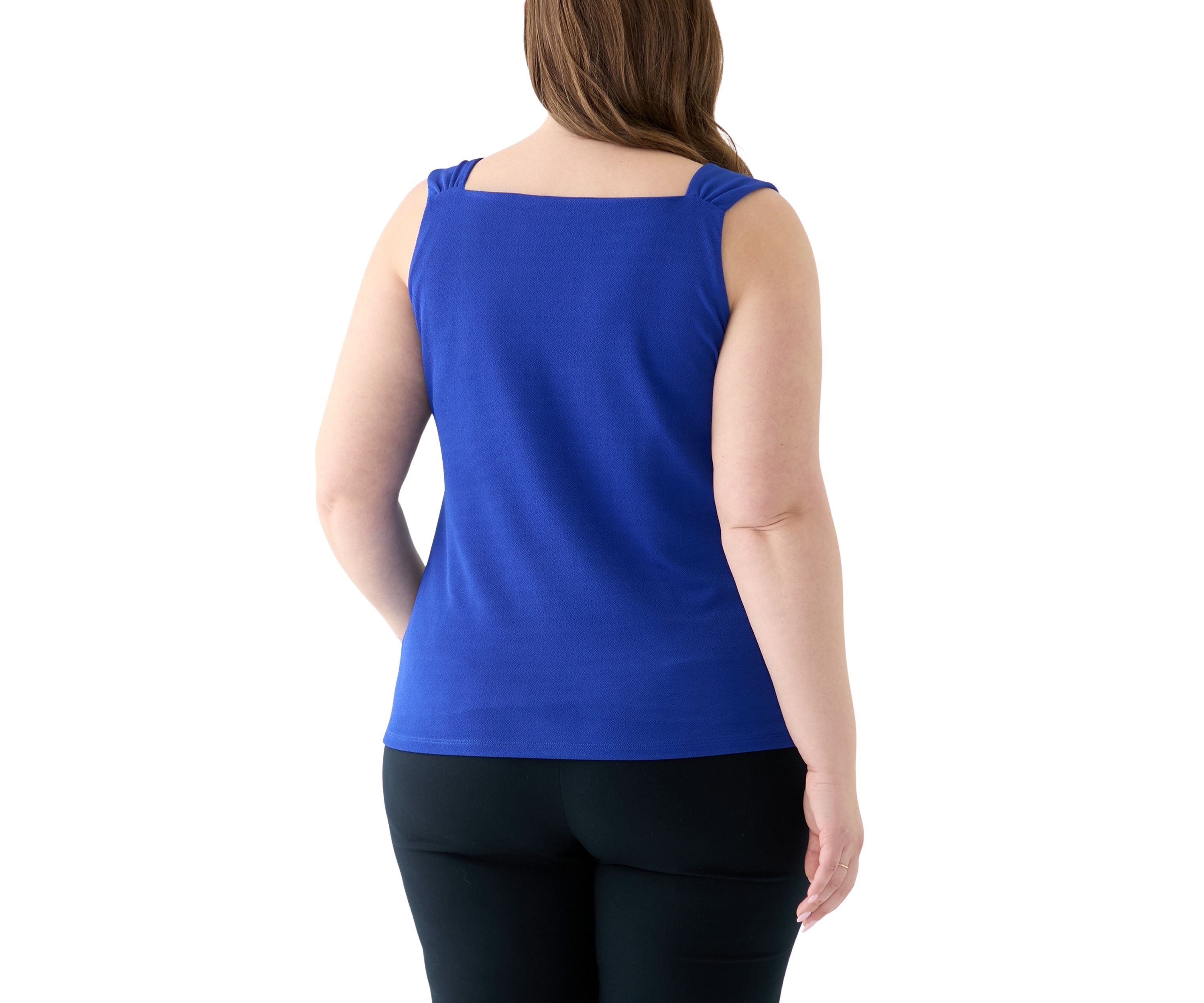 Plus Size Shirred Strap Cowl Neck Cami 
