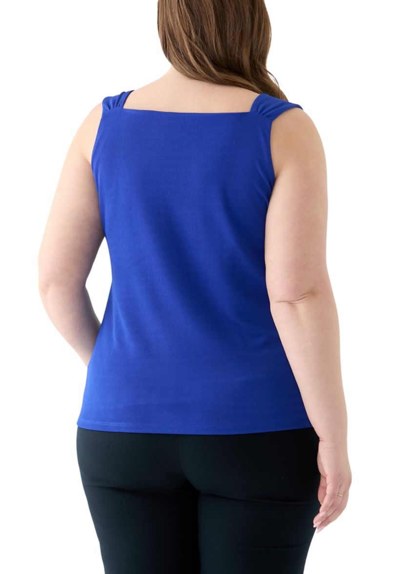 Plus Size Shirred Strap Cowl Neck Cami 