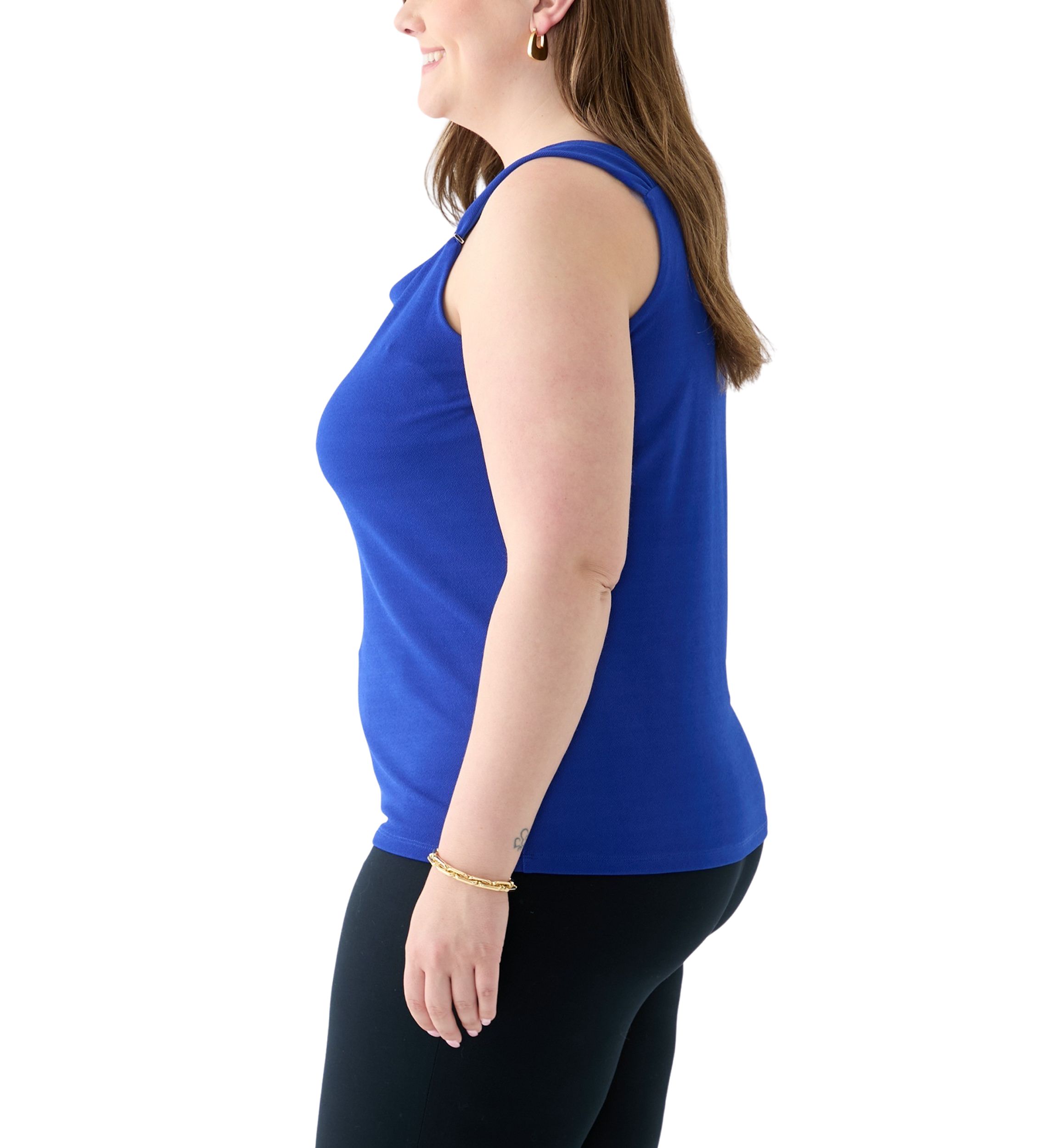 Plus Size Shirred Strap Cowl Neck Cami 