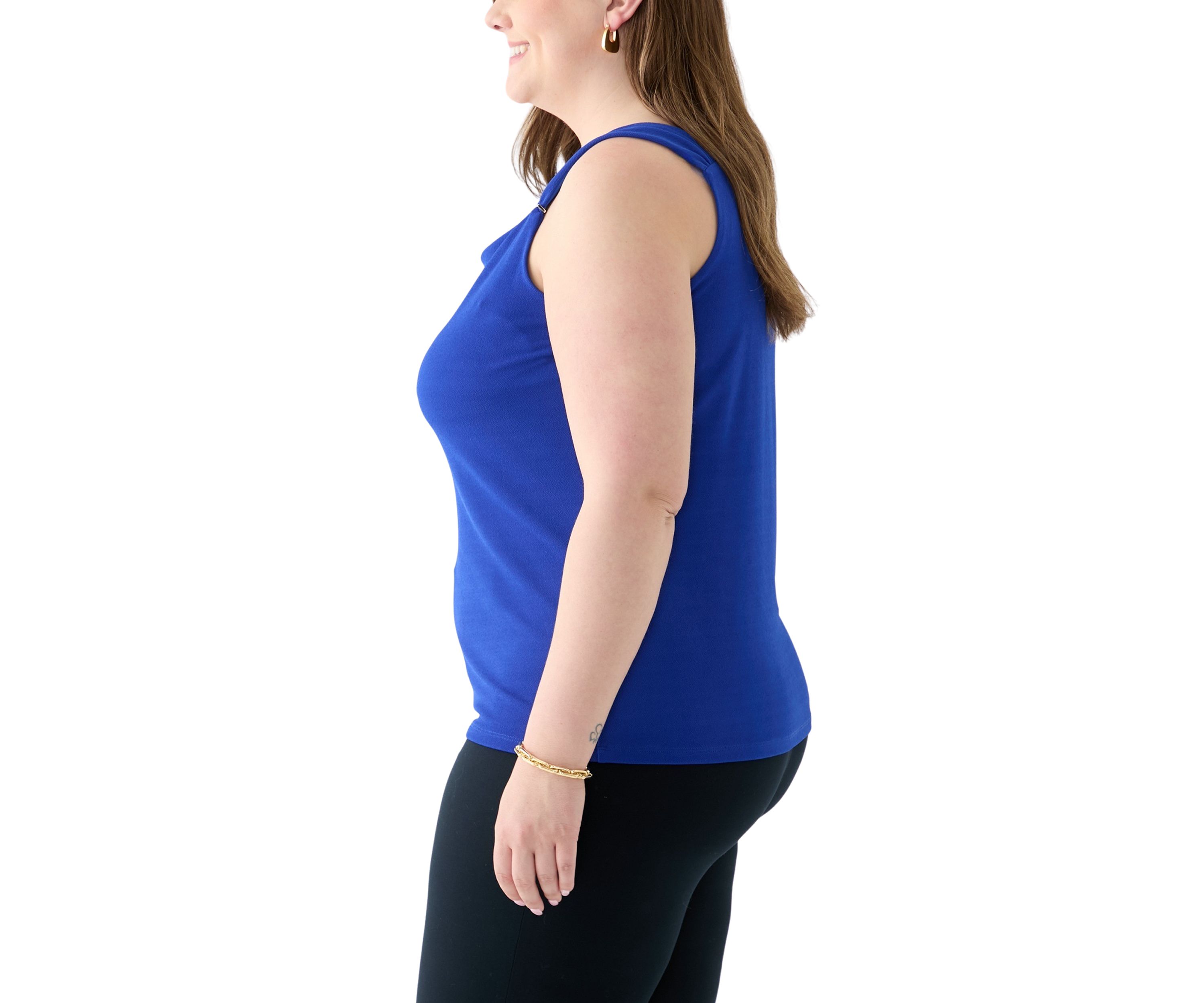 Plus Size Shirred Strap Cowl Neck Cami 