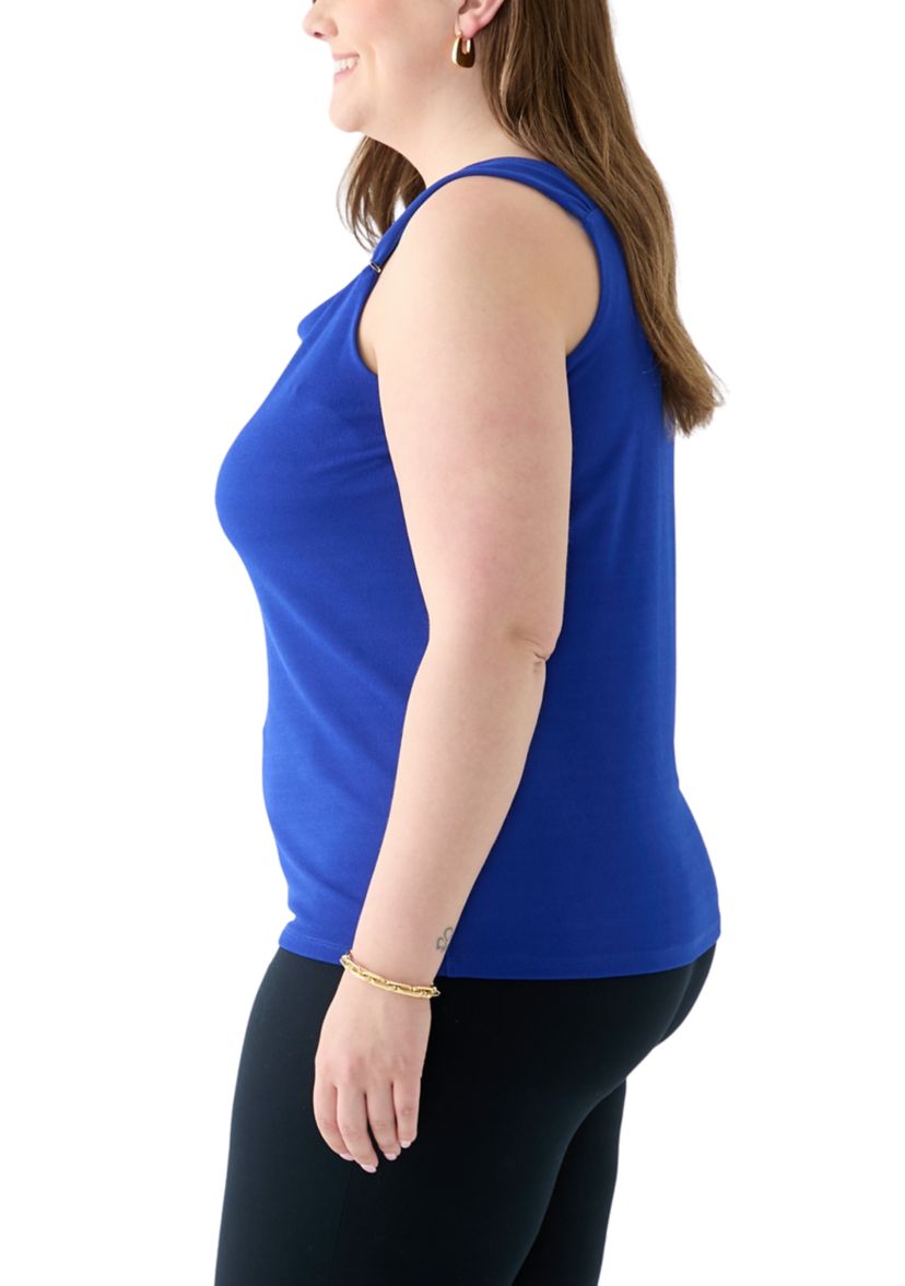 Plus Size Shirred Strap Cowl Neck Cami 