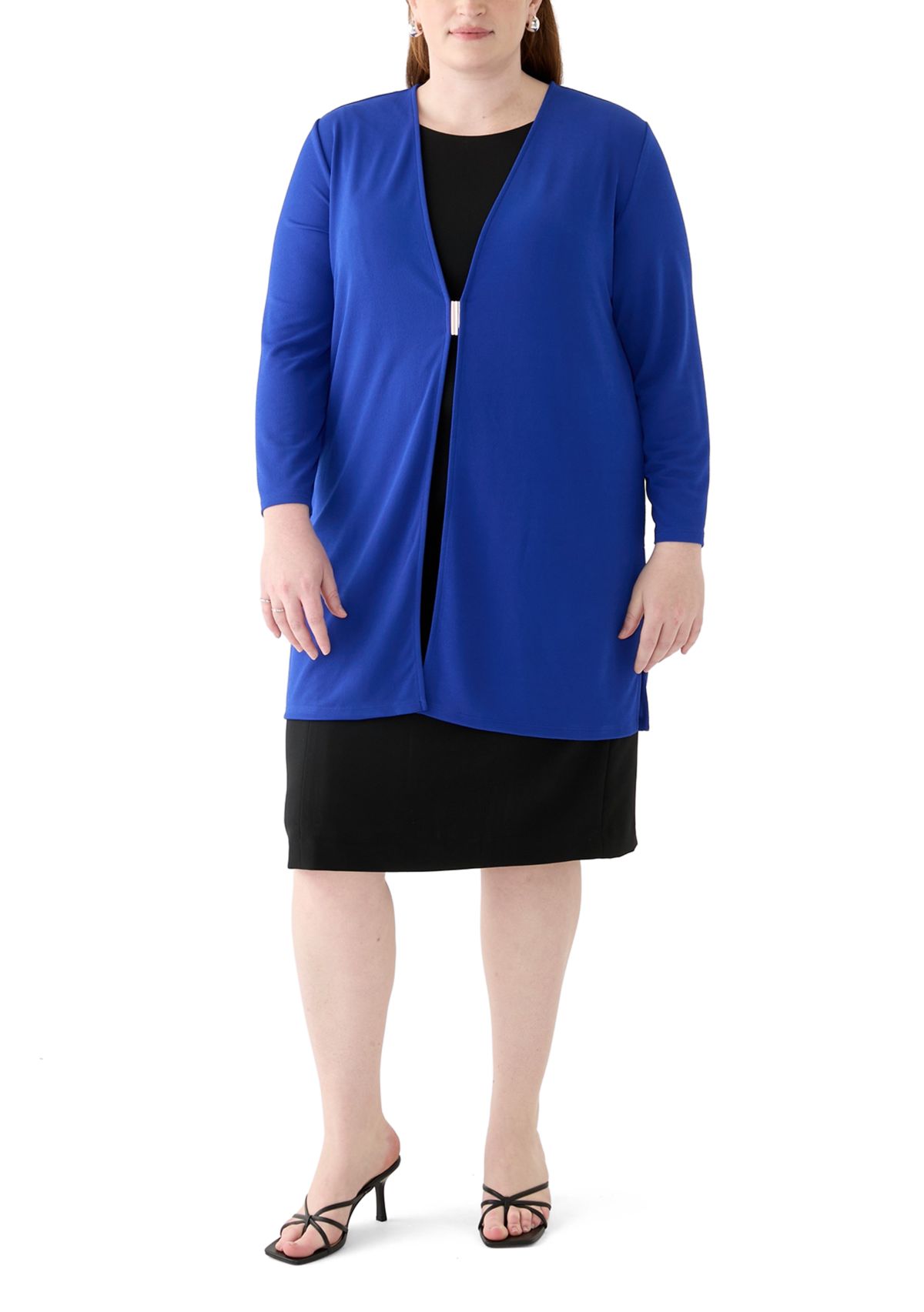 Plus Size Cardigan with Gold Hardware