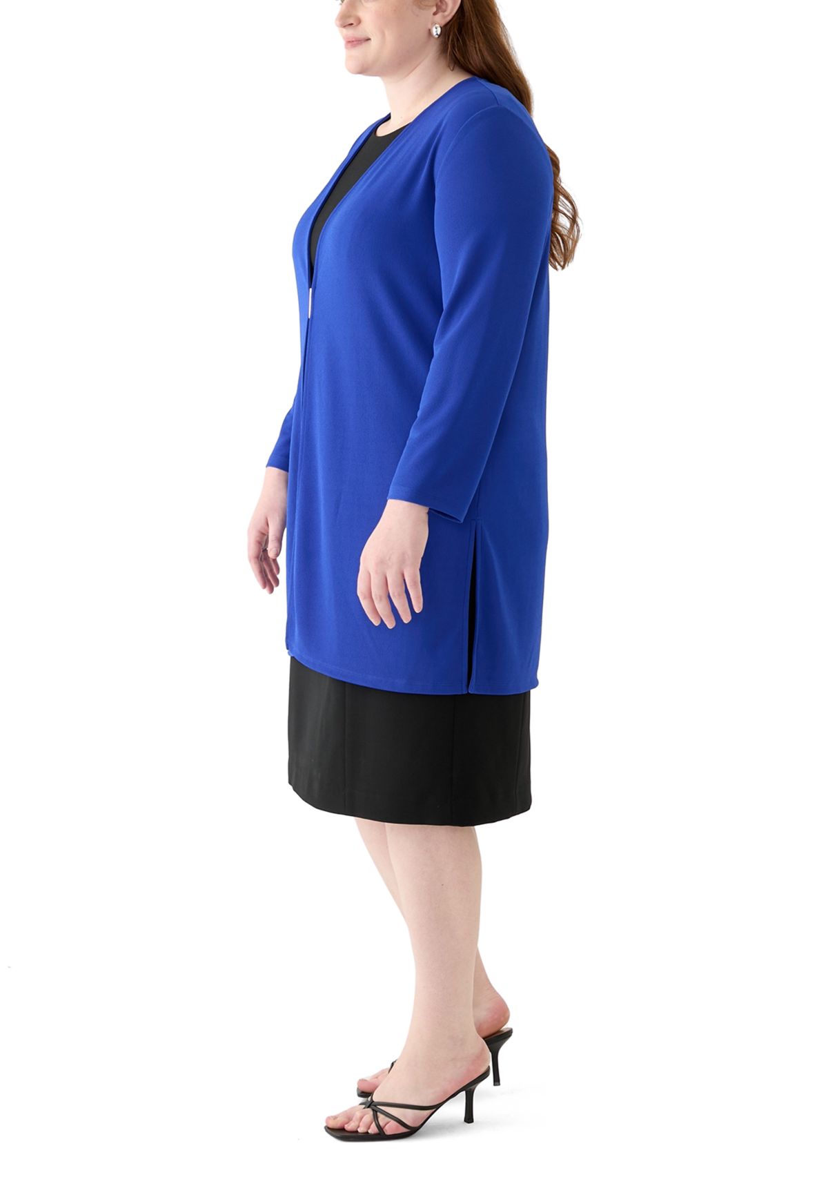 Plus Size Cardigan with Gold Hardware