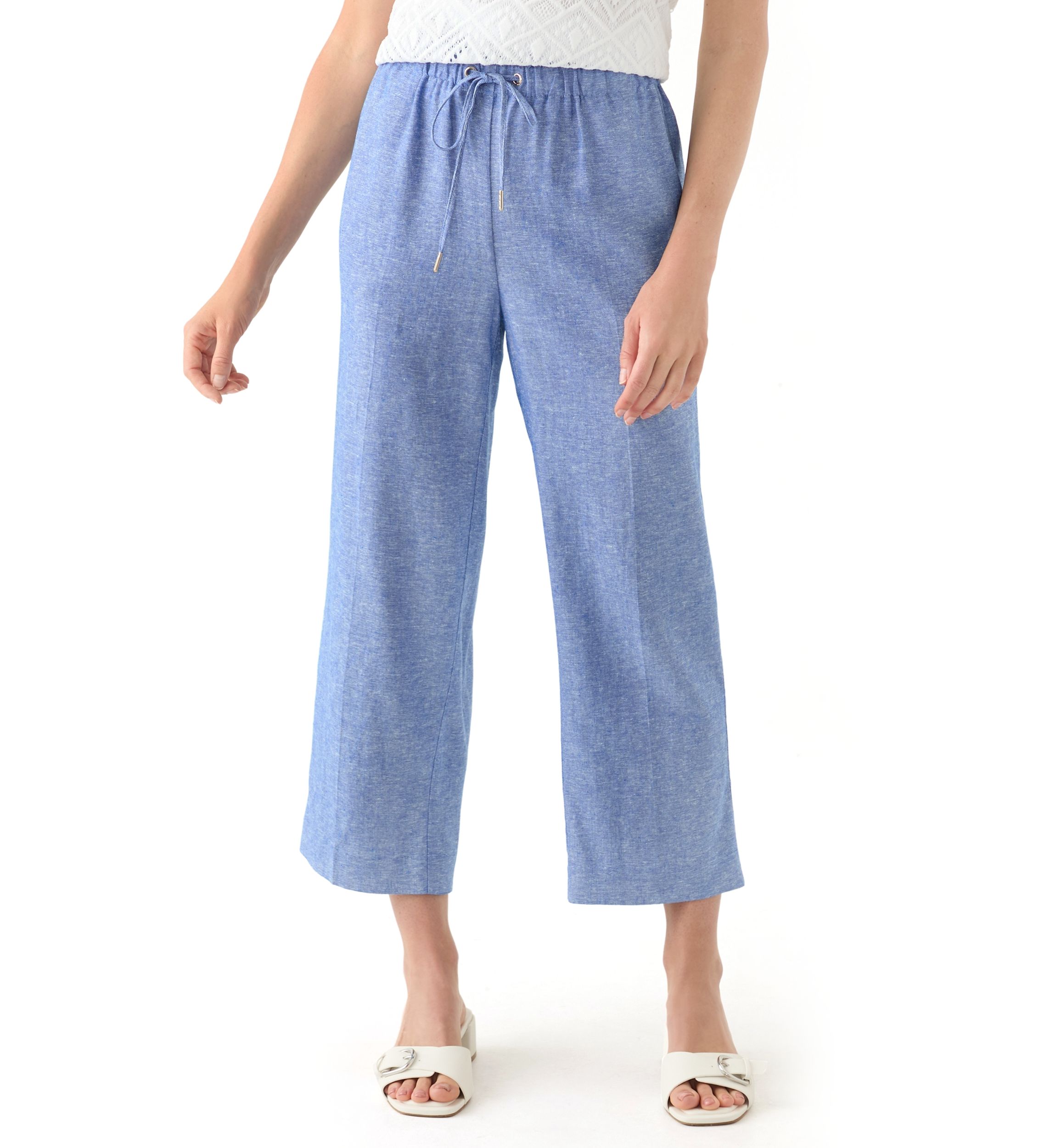 Petite Linen Wide Leg Trousers