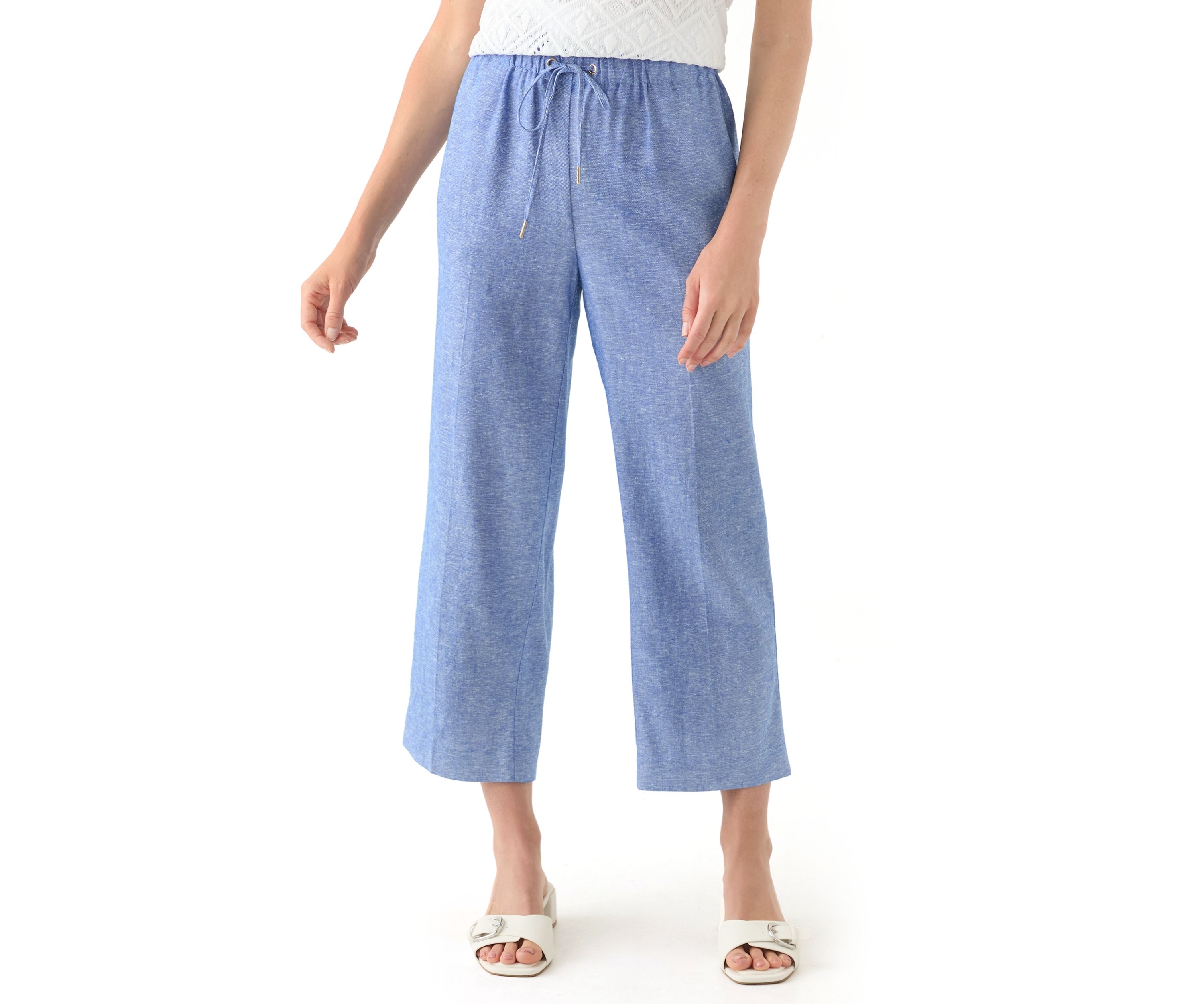 Petite Linen Wide Leg Trousers