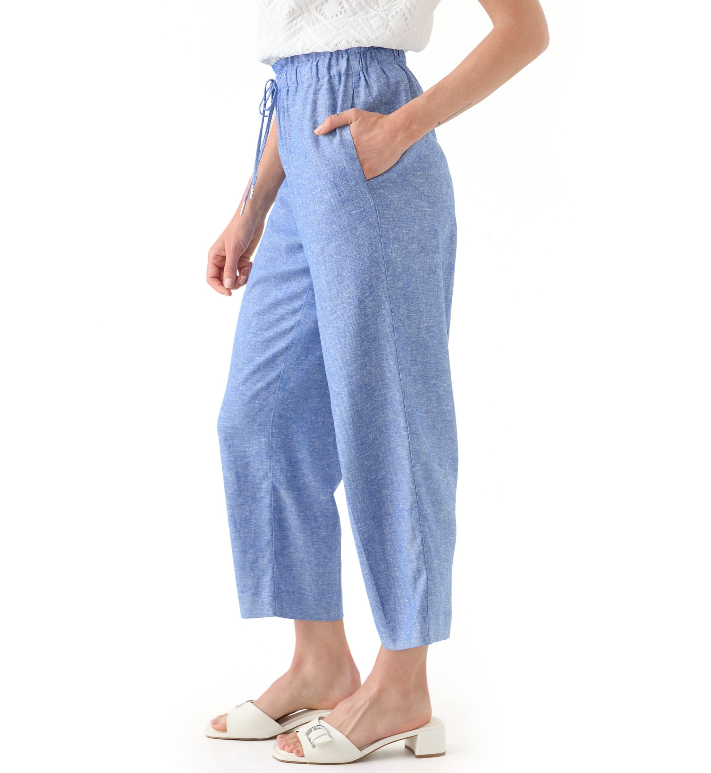 Petite Linen Wide Leg Trousers
