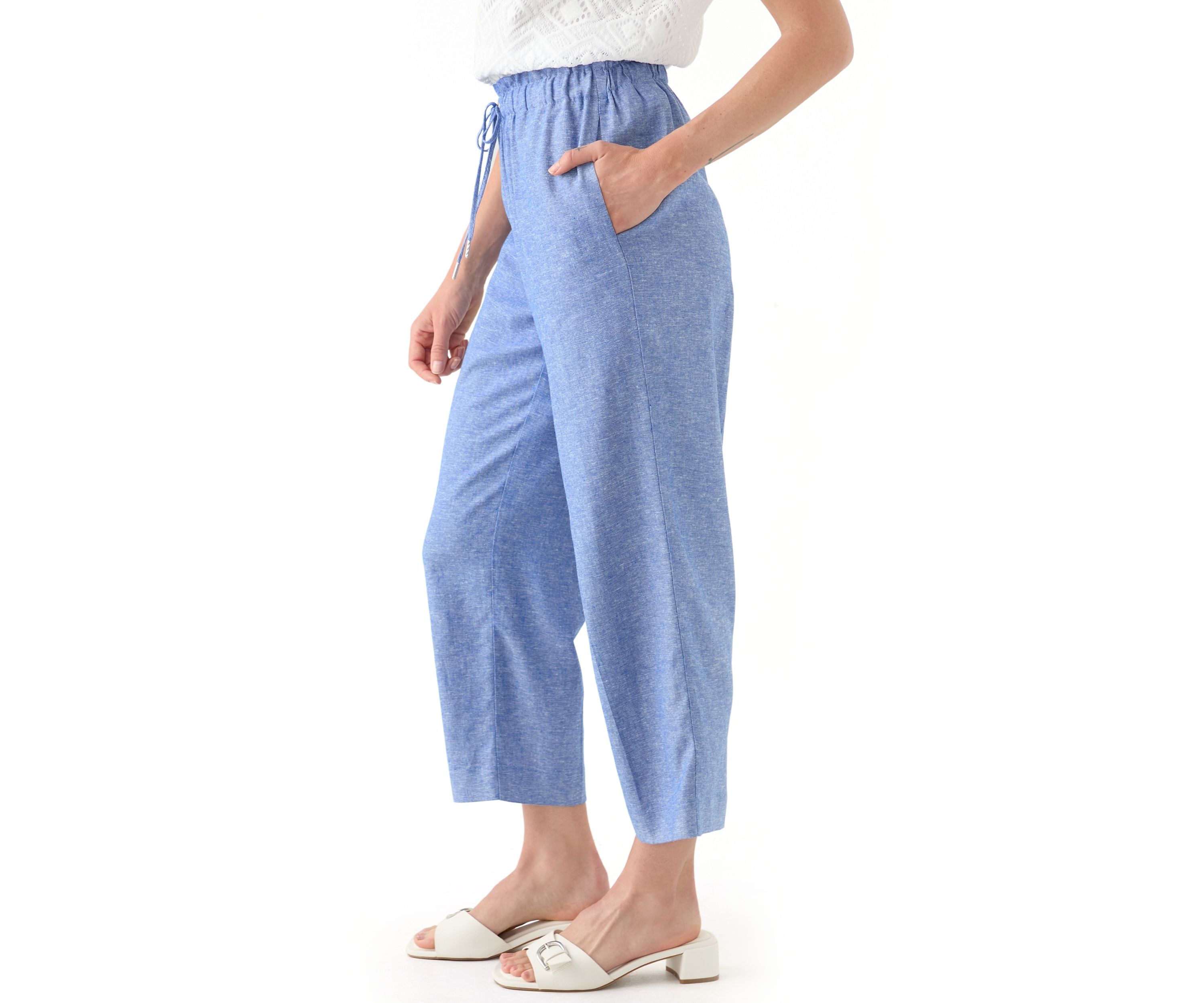 Petite Linen Wide Leg Trousers