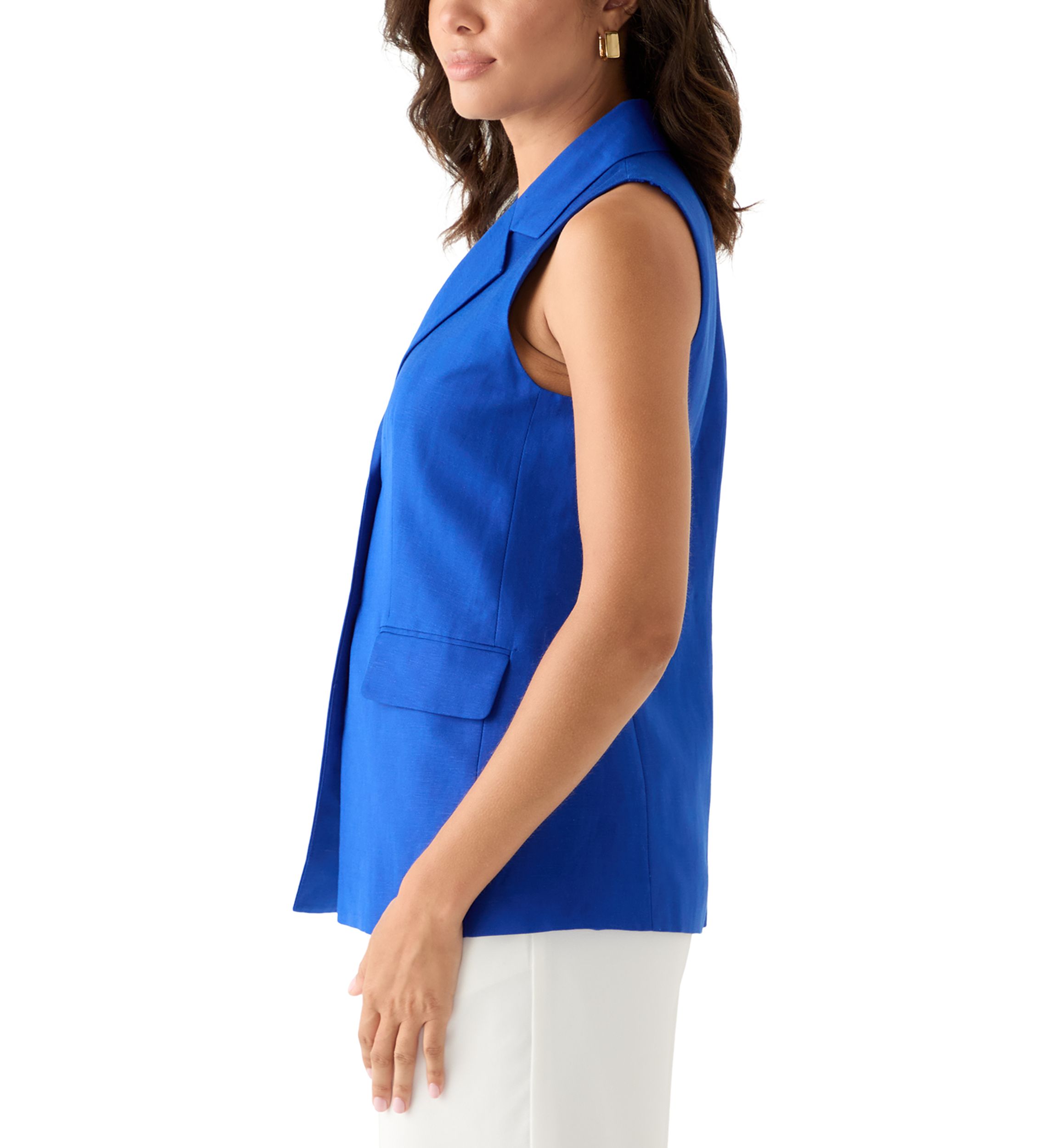 Womens Linen Button Vest