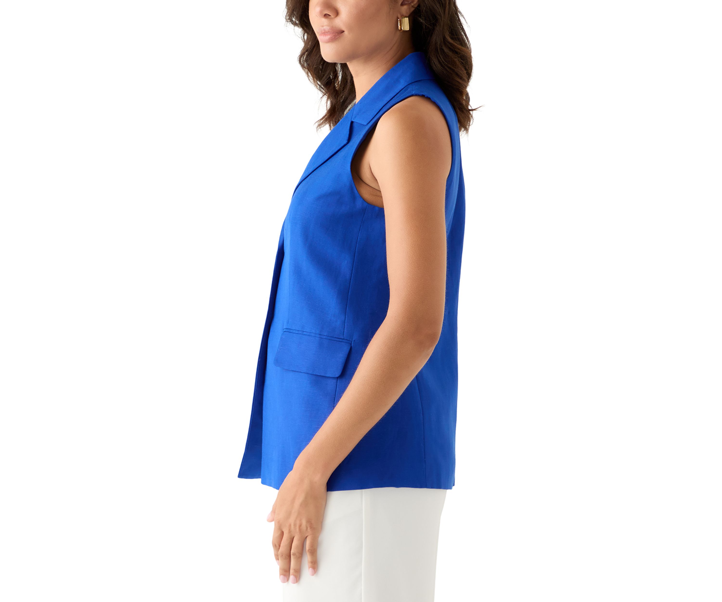 Womens Linen Button Vest