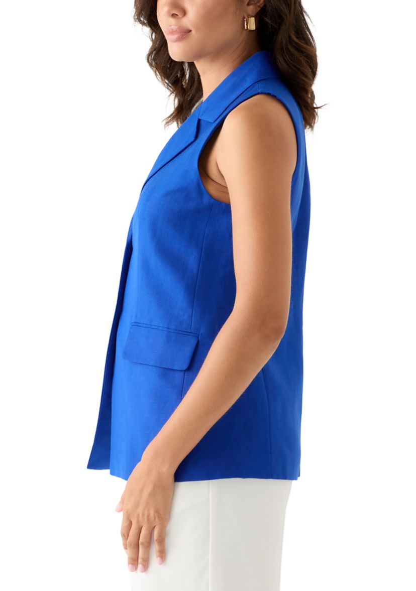 Womens Linen Button Vest