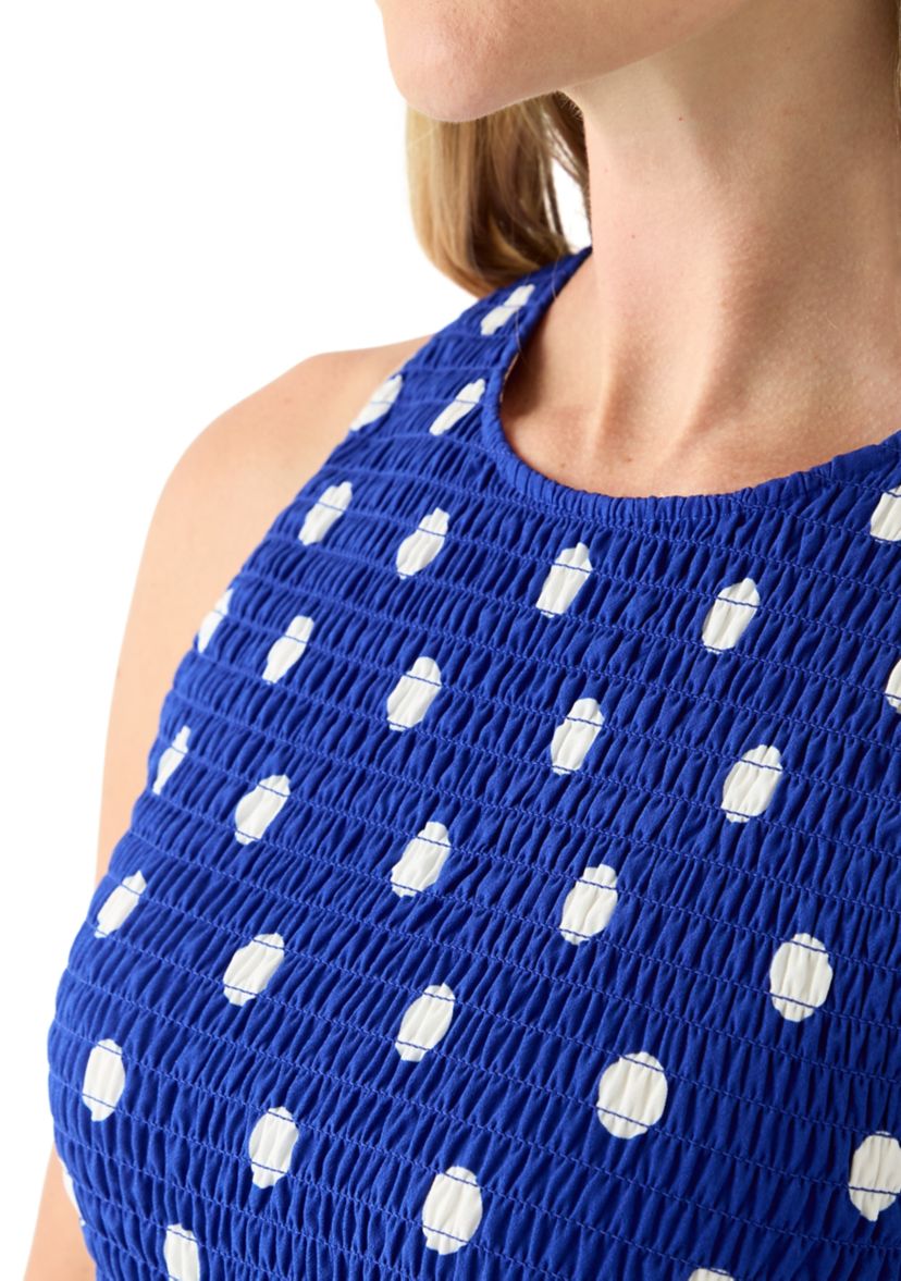 Petite Sleeveless Polka Dot Midi Dress
