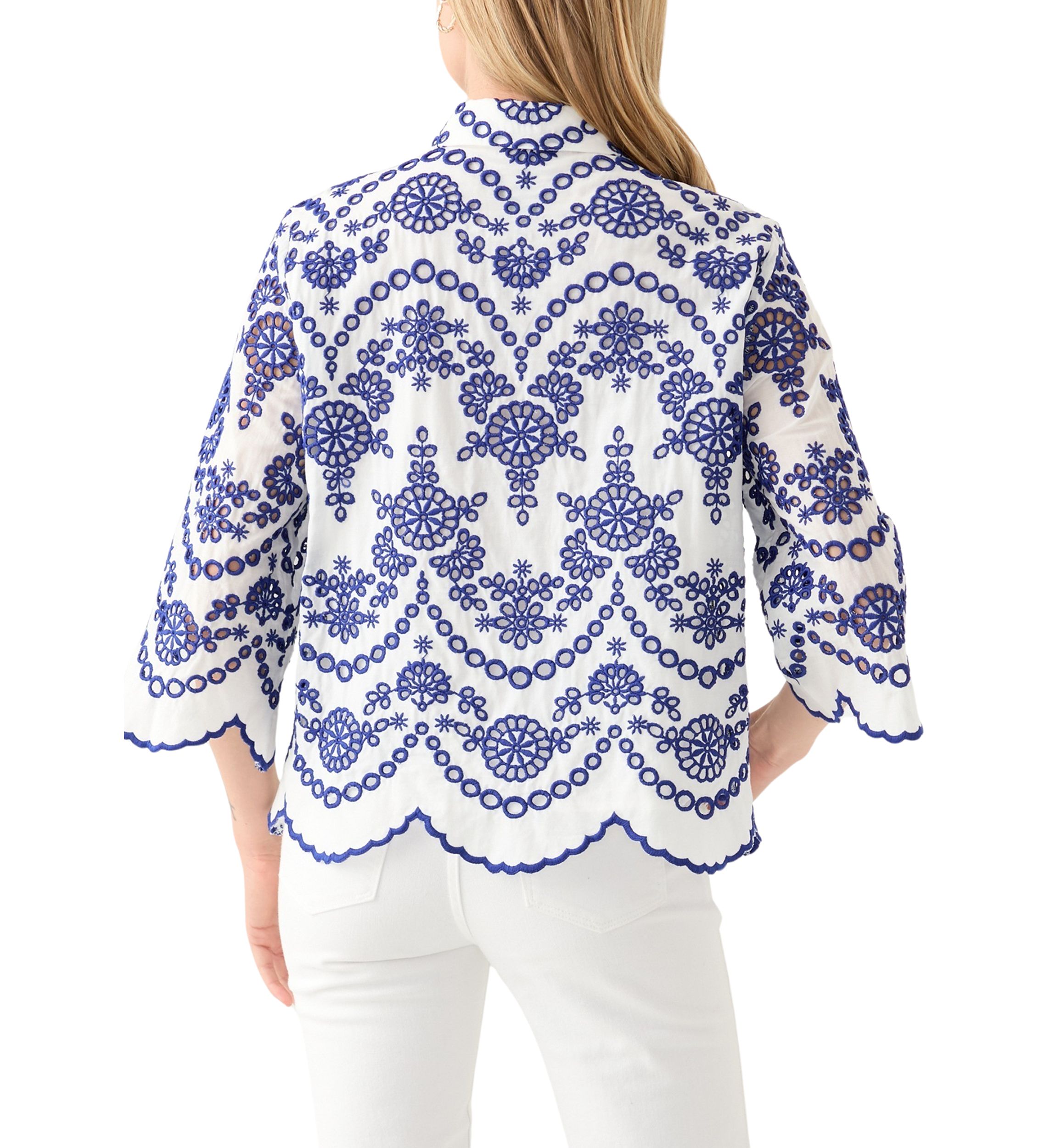 Petite Eyelet Button Down Shirt 