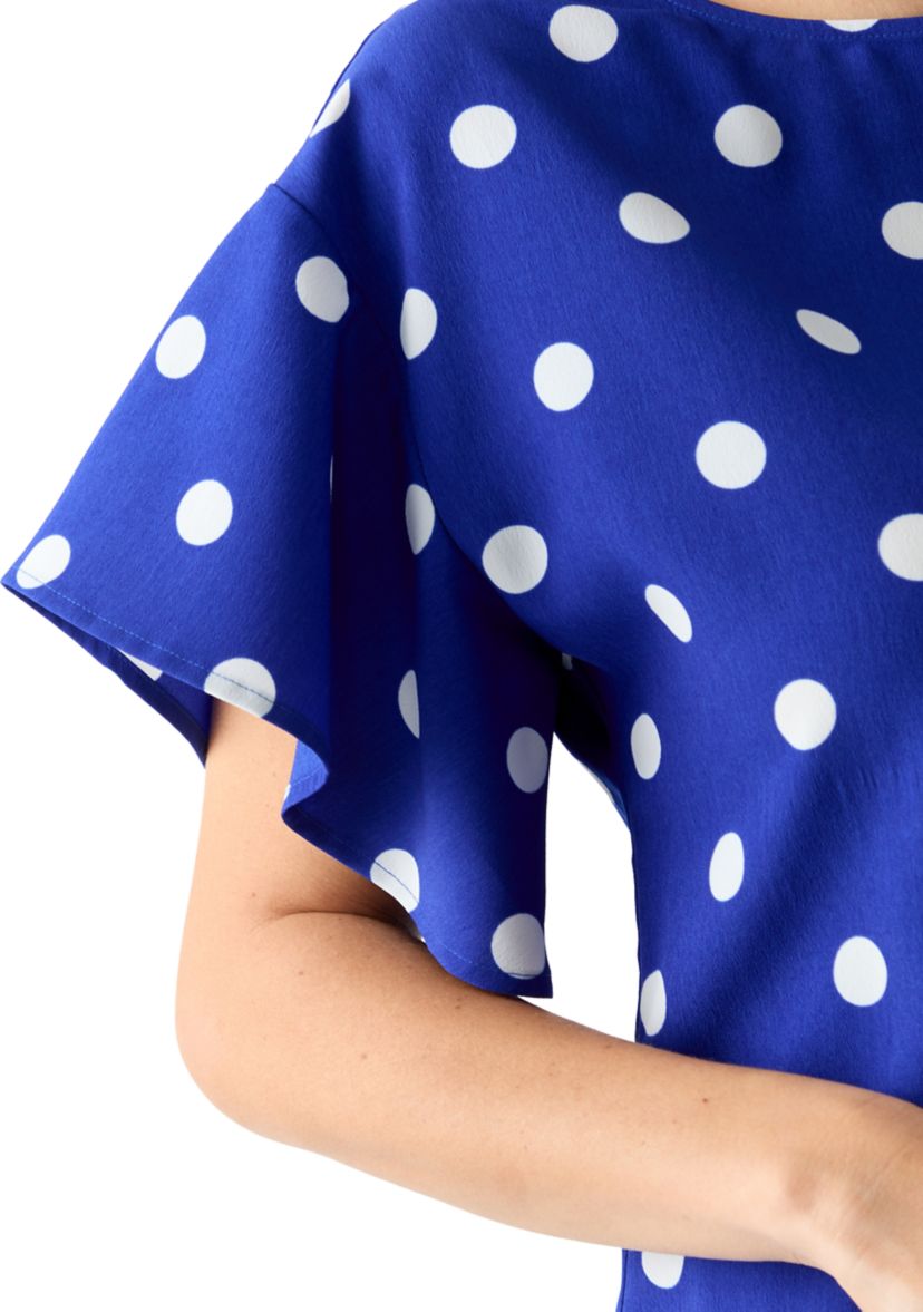 Womens Santorini Flutter Sleeve Printed Blouse