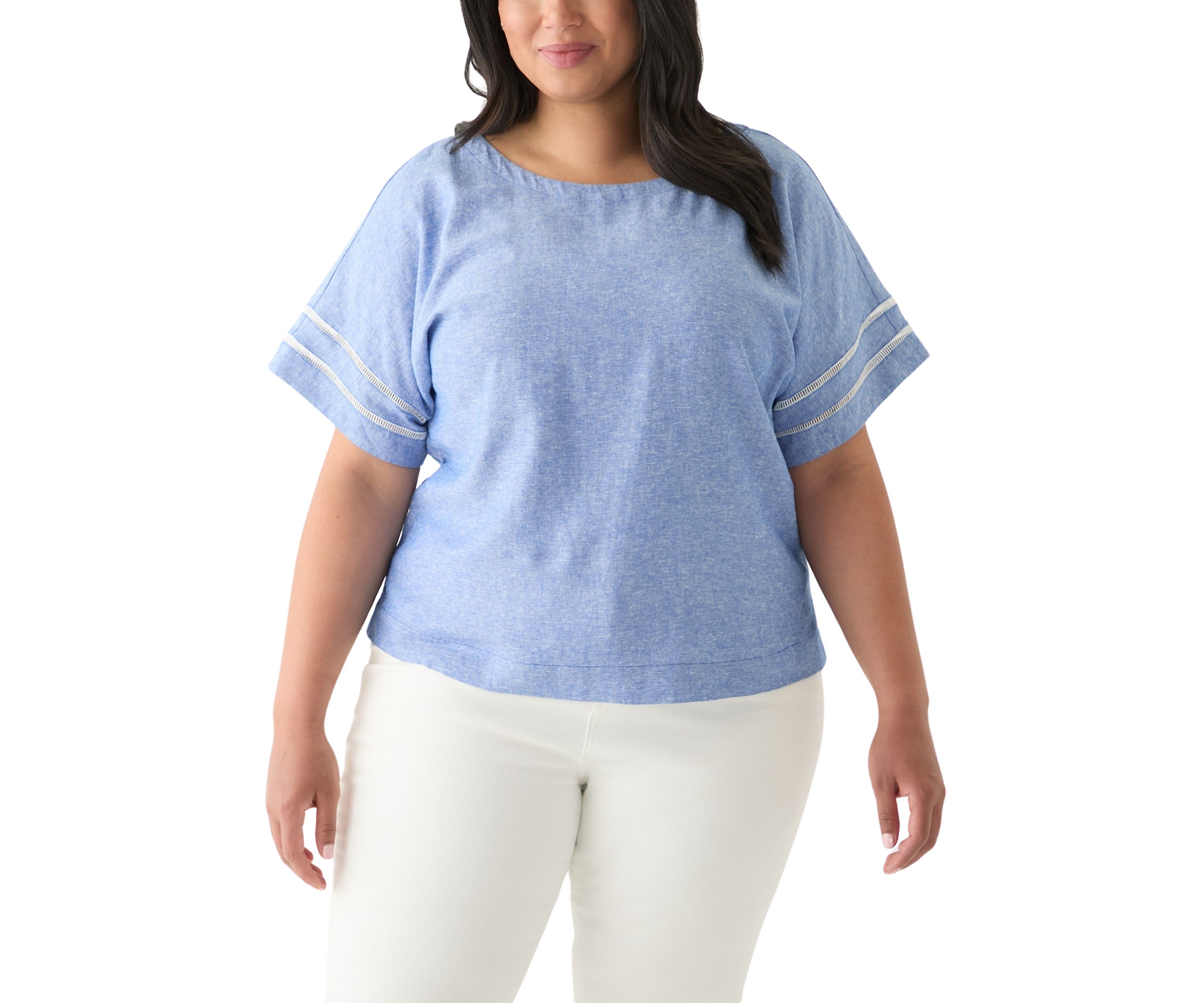 Plus Size Dolman Sleeve Linen Blouse