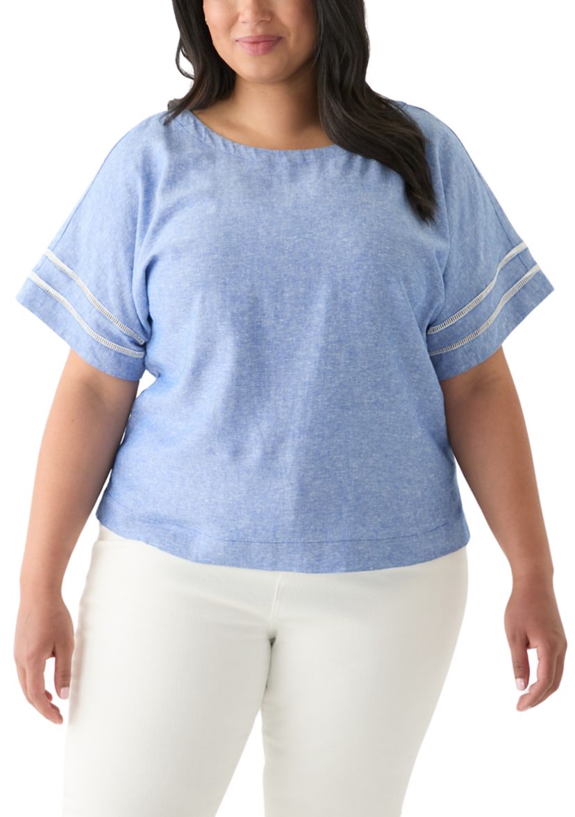 Plus Size Dolman Sleeve Linen Blouse