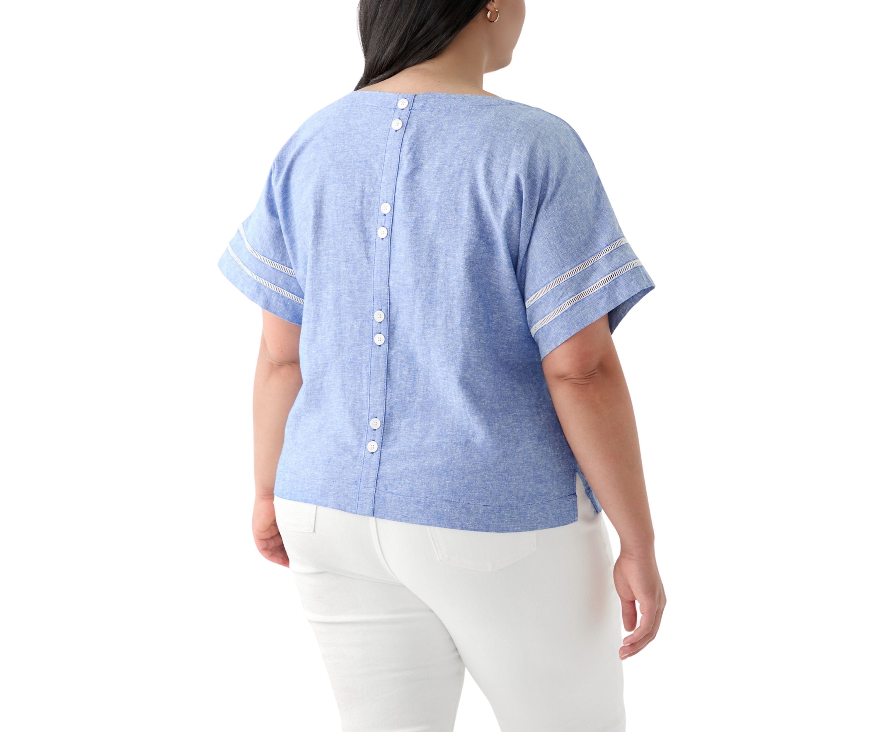 Plus Size Dolman Sleeve Linen Blouse