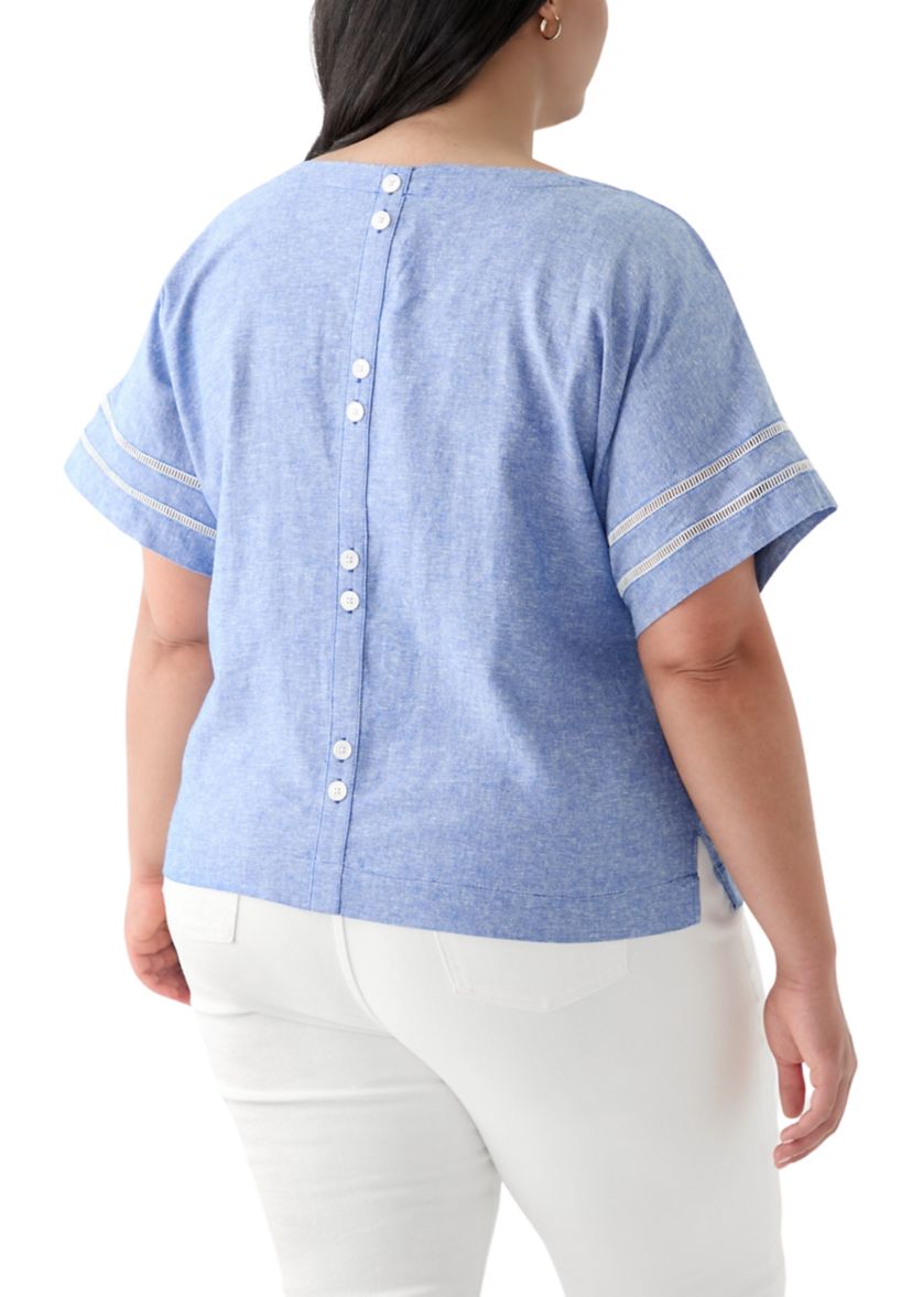 Plus Size Dolman Sleeve Linen Blouse