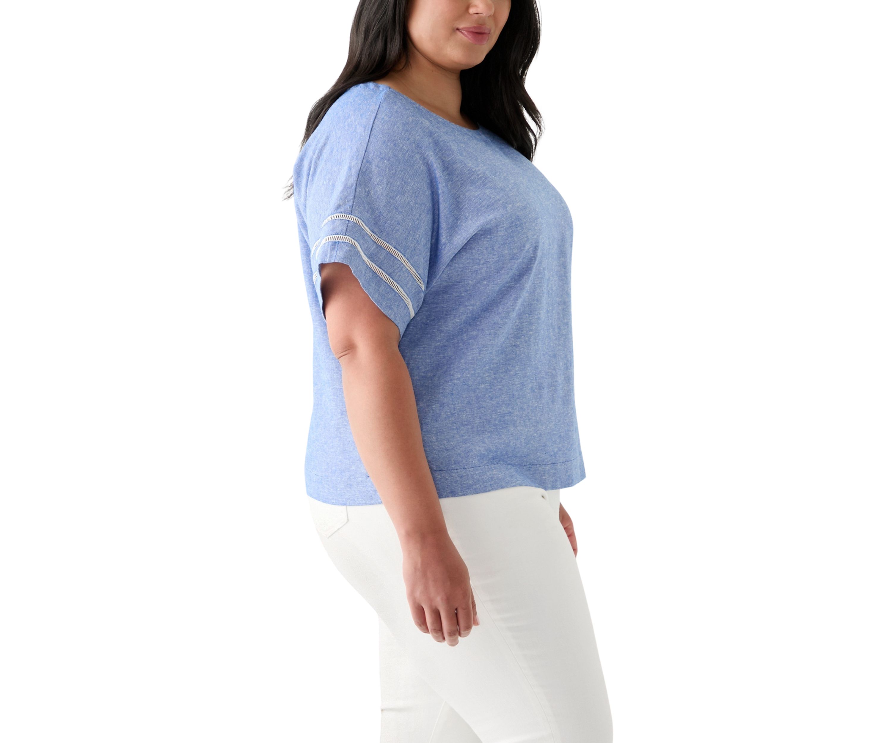 Plus Size Dolman Sleeve Linen Blouse