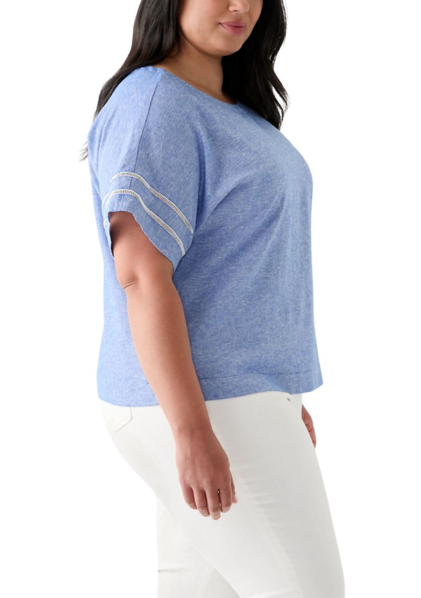 Plus Size Dolman Sleeve Linen Blouse