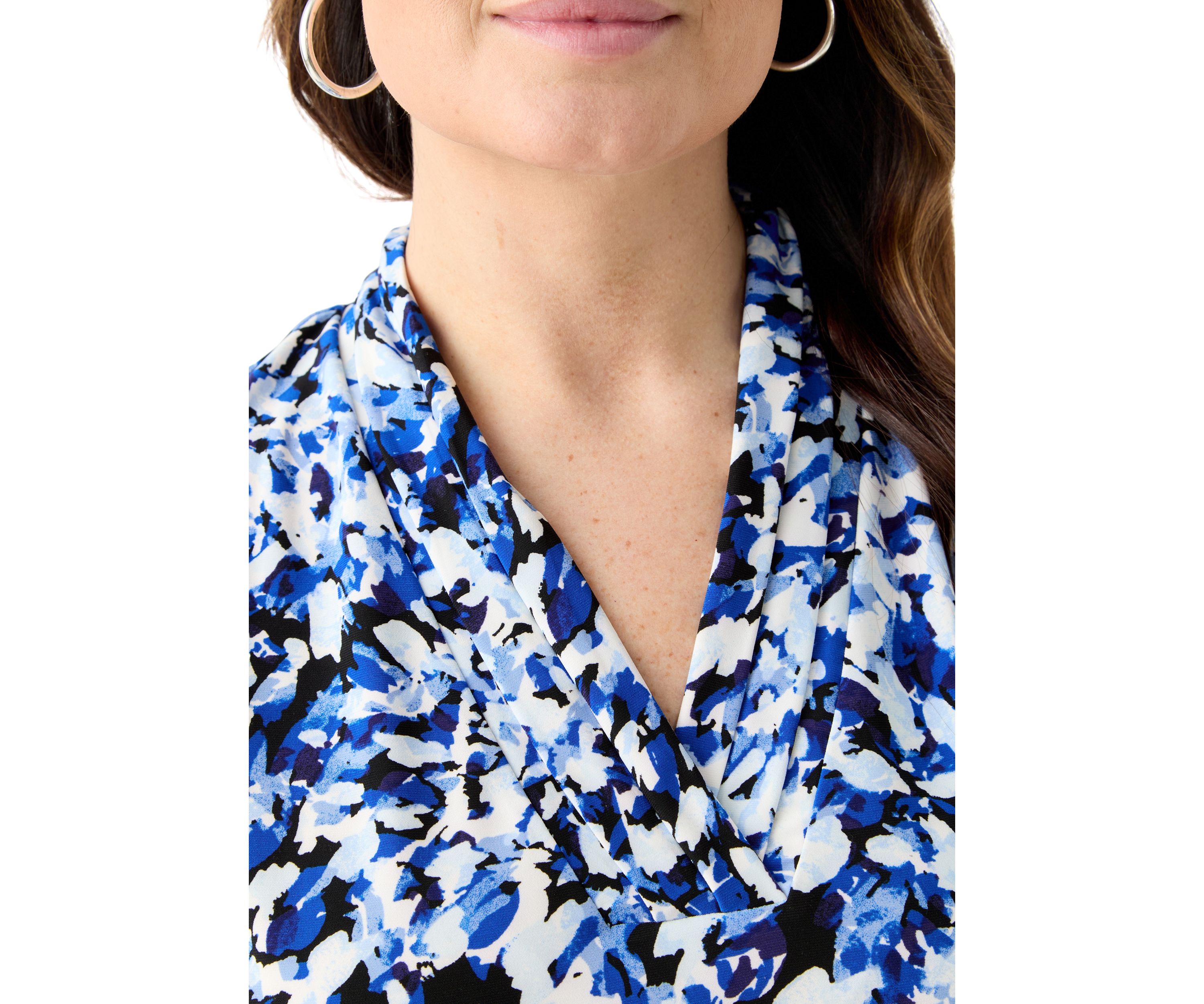 Plus Size Pleat Front Sleeveless Knit Blouse
