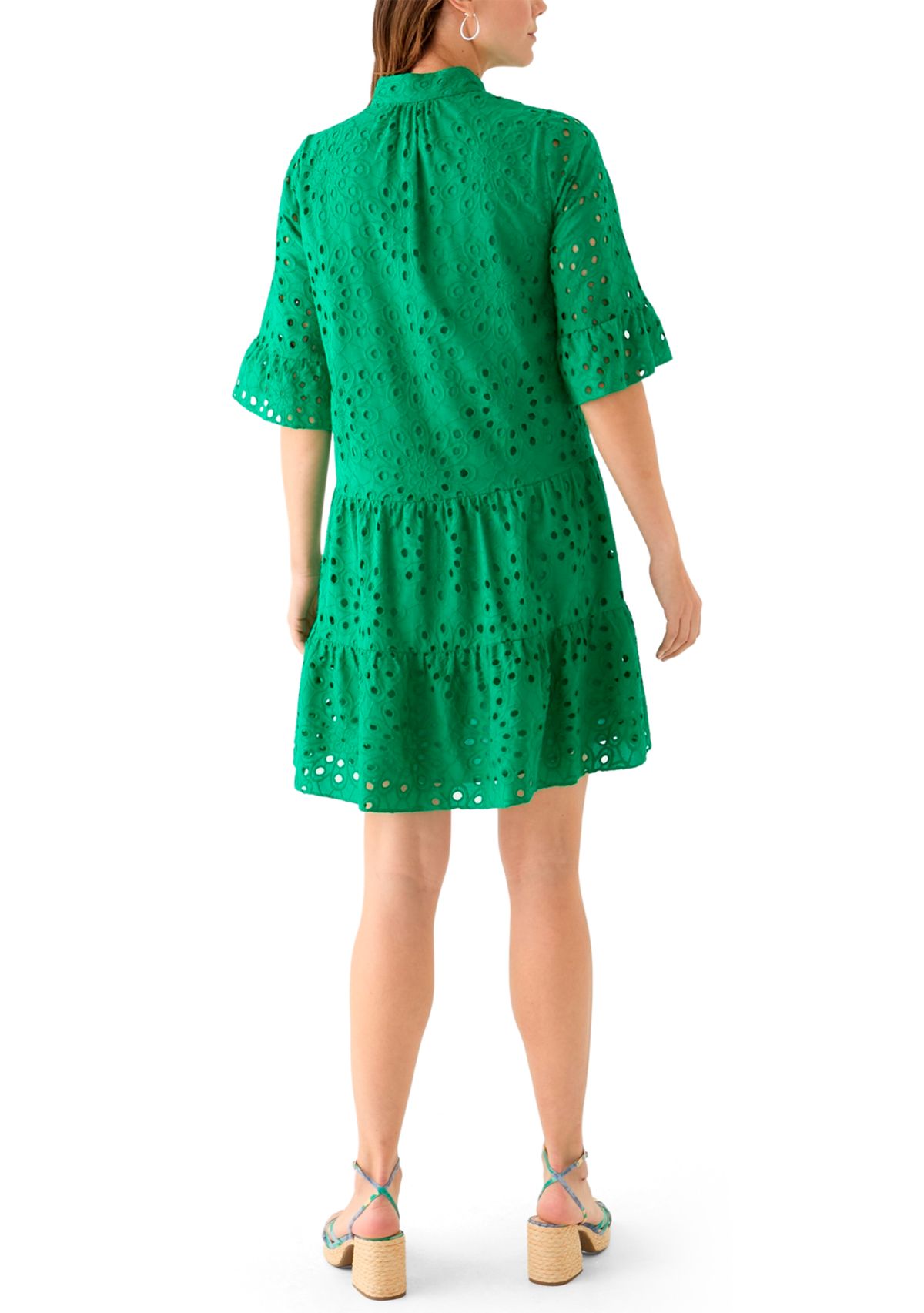 Petite Tiered Eyelet Shirtdress