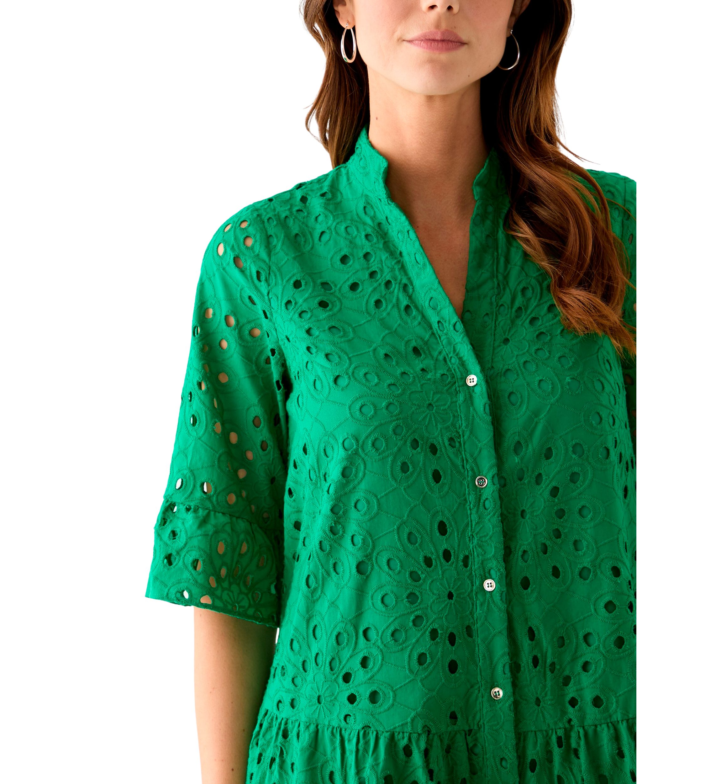 Petite Tiered Eyelet Shirtdress
