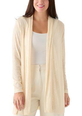 AK Anne Klein Women's Drape Front Sequin Cardigan