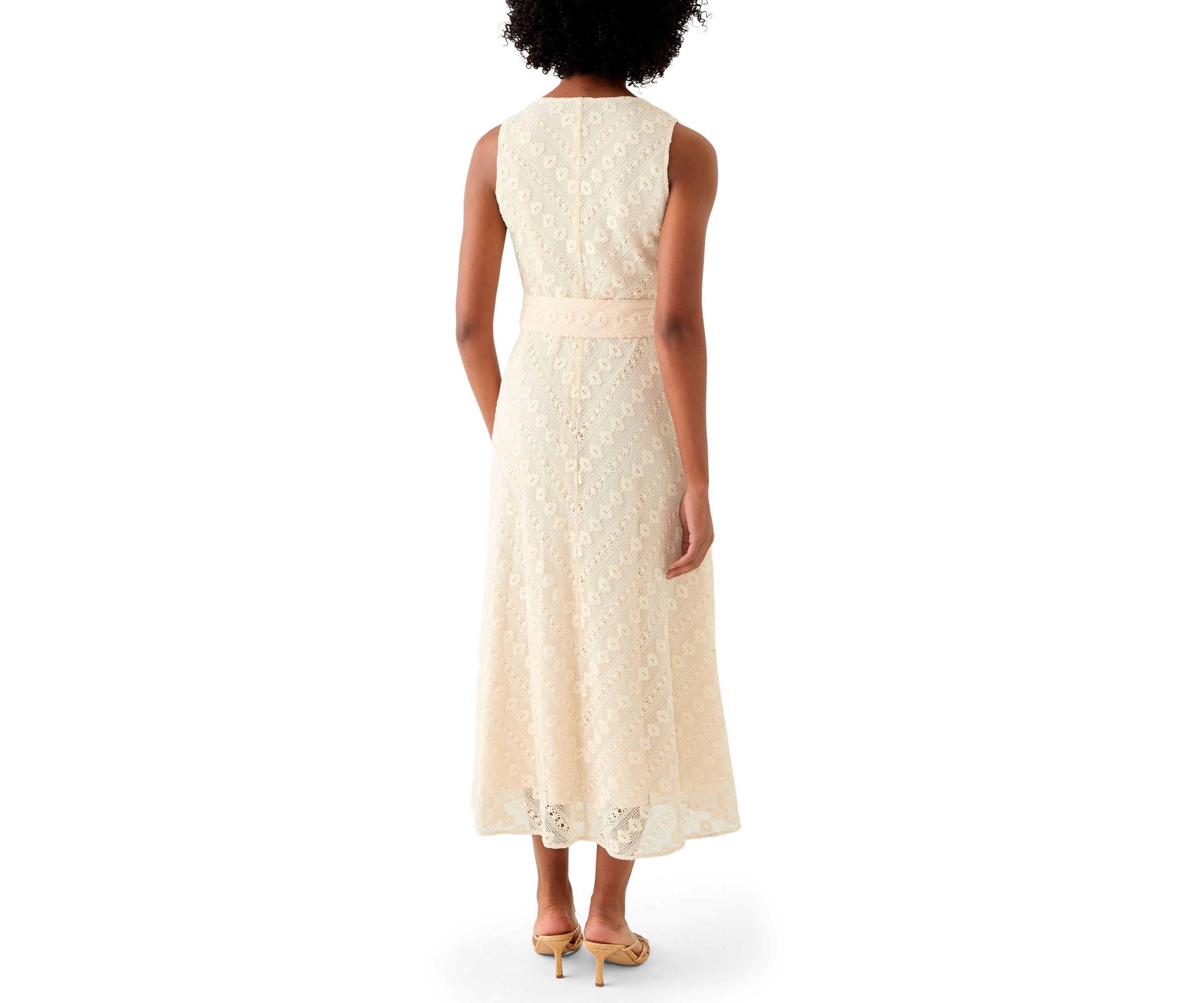 Womens Belted Crochet Dress