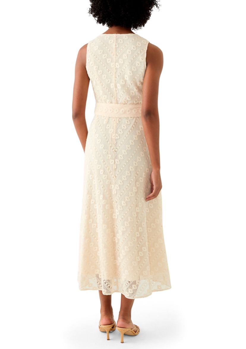 Womens Belted Crochet Dress