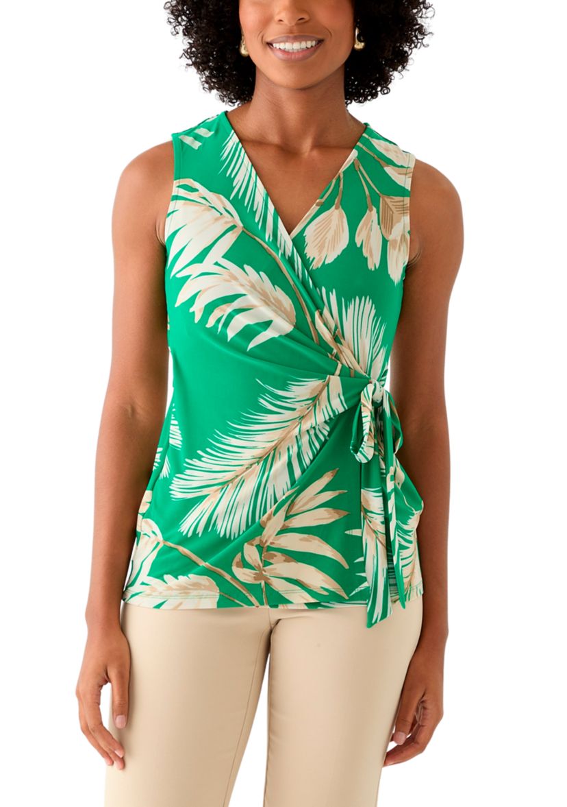 Womens Sleeveless Printed Wrap Top