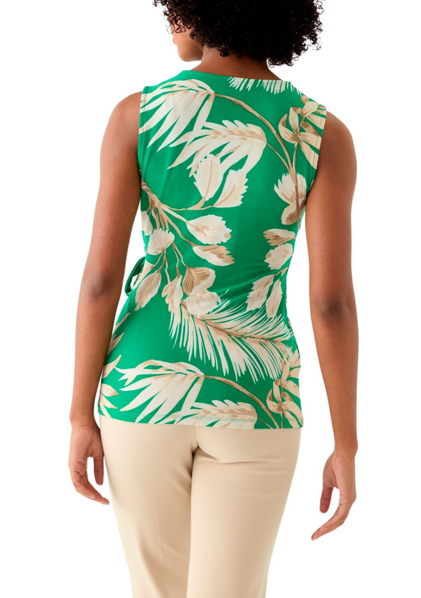 Womens Sleeveless Printed Wrap Top