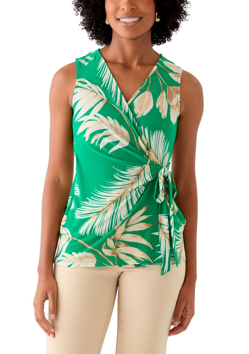 Petite Printed Wrap Top