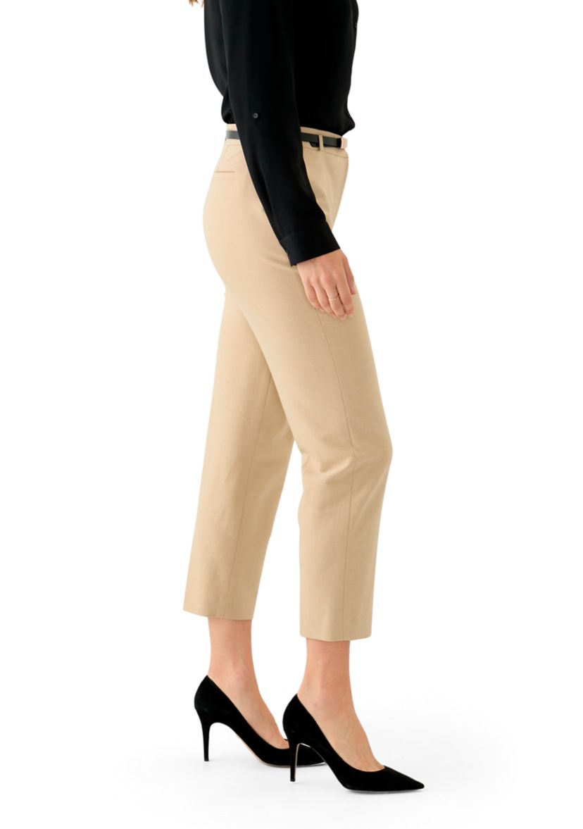 Womens Belted Straight Leg Twill Pants