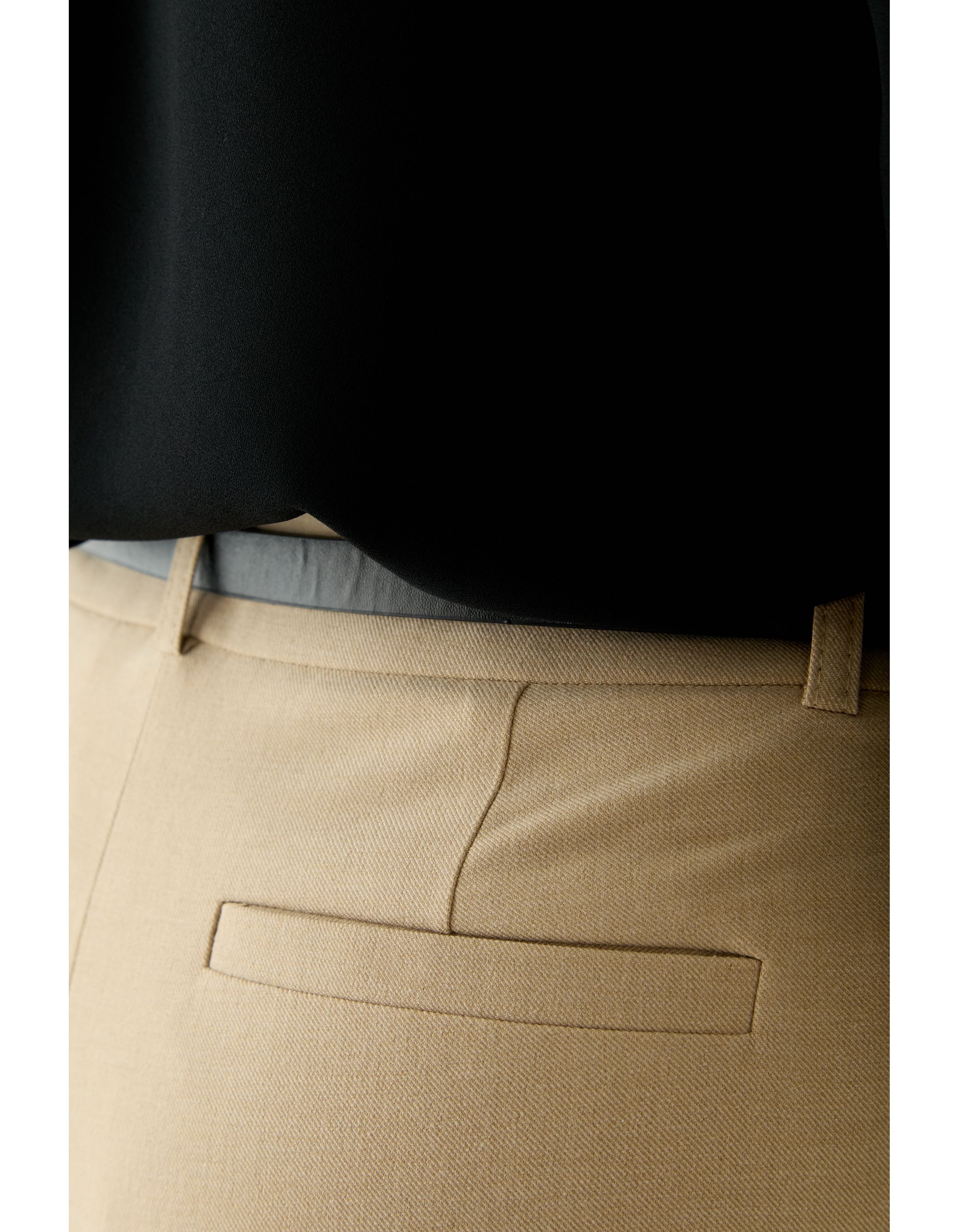 Womens Belted Straight Leg Twill Pants
