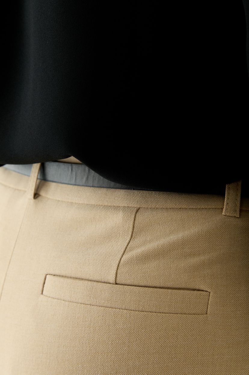 Womens Belted Straight Leg Twill Pants