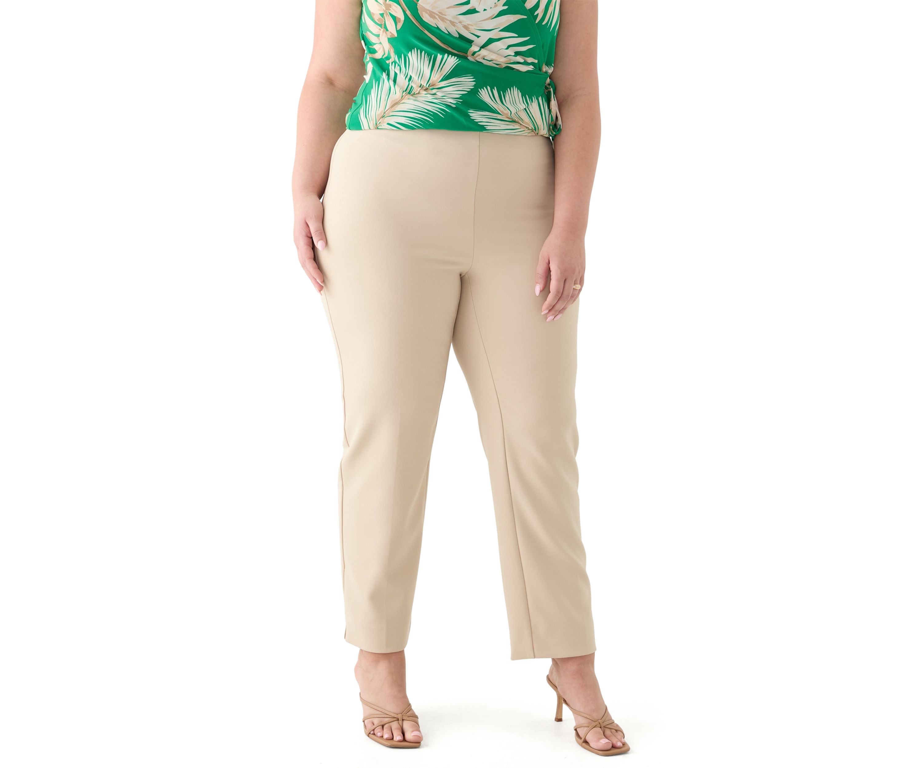 Plus Size Pull On Hollywood Waist Slim Ankle Pants