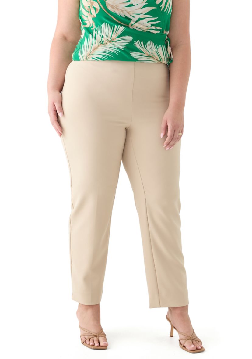 Plus Size Pull On Hollywood Waist Slim Ankle Pants