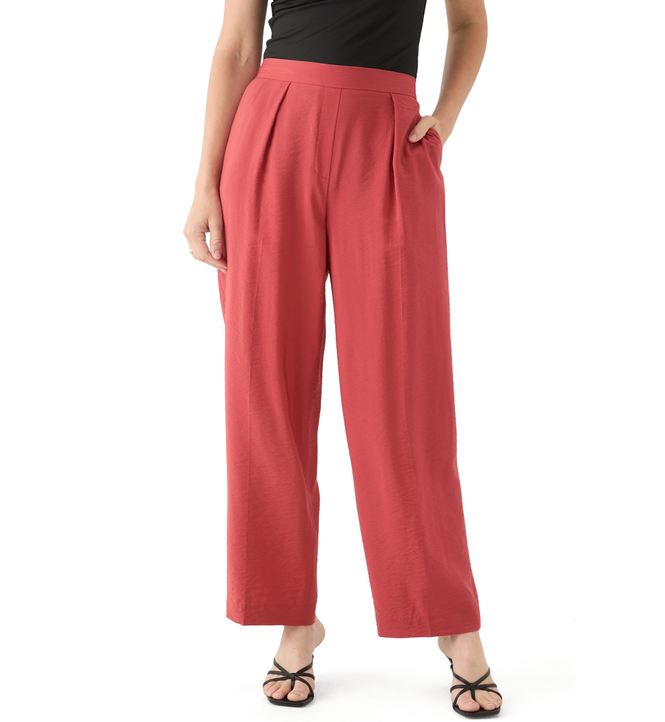 Petite Pleat Front Wide Leg Pants