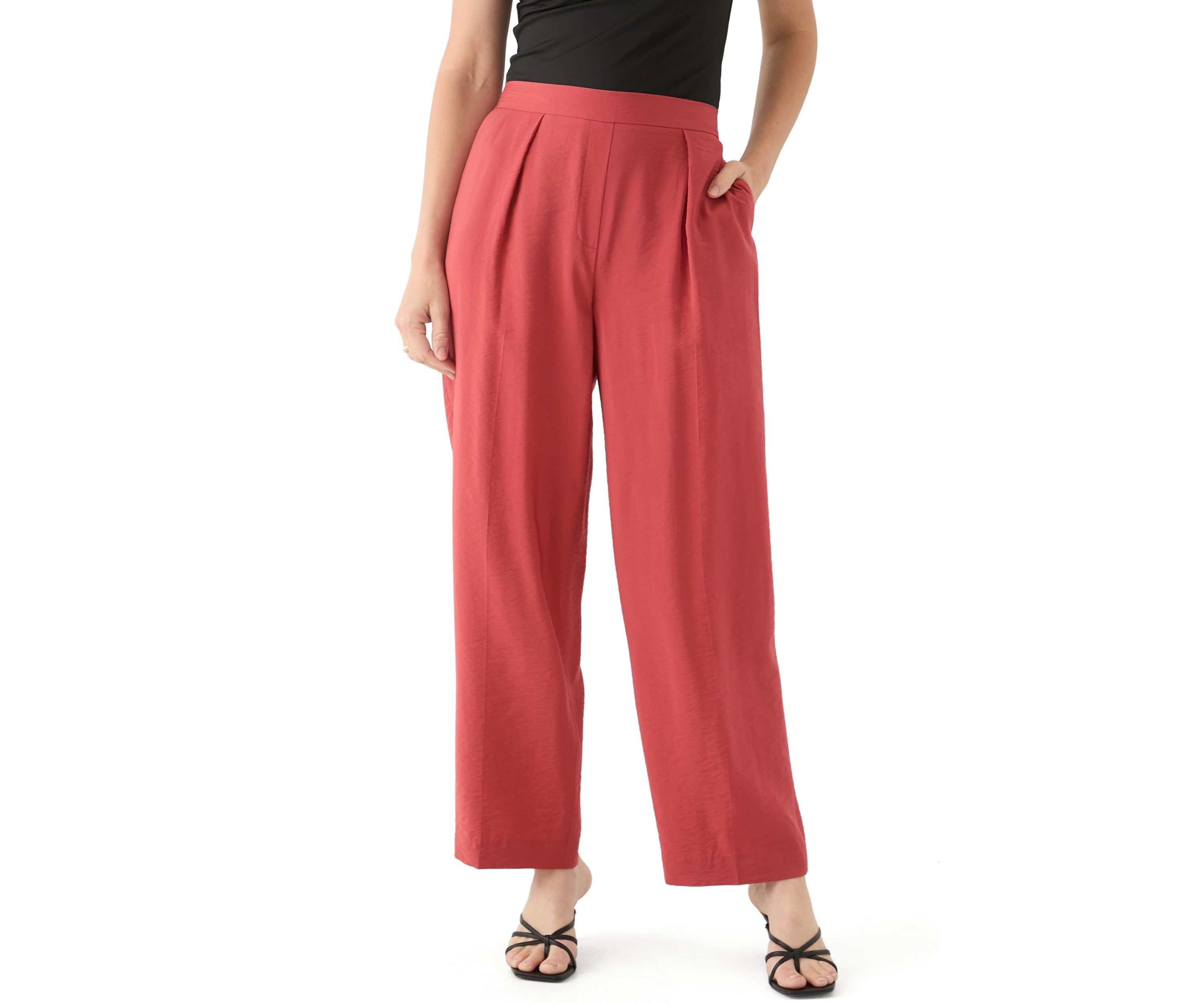 Petite Pleat Front Wide Leg Pants