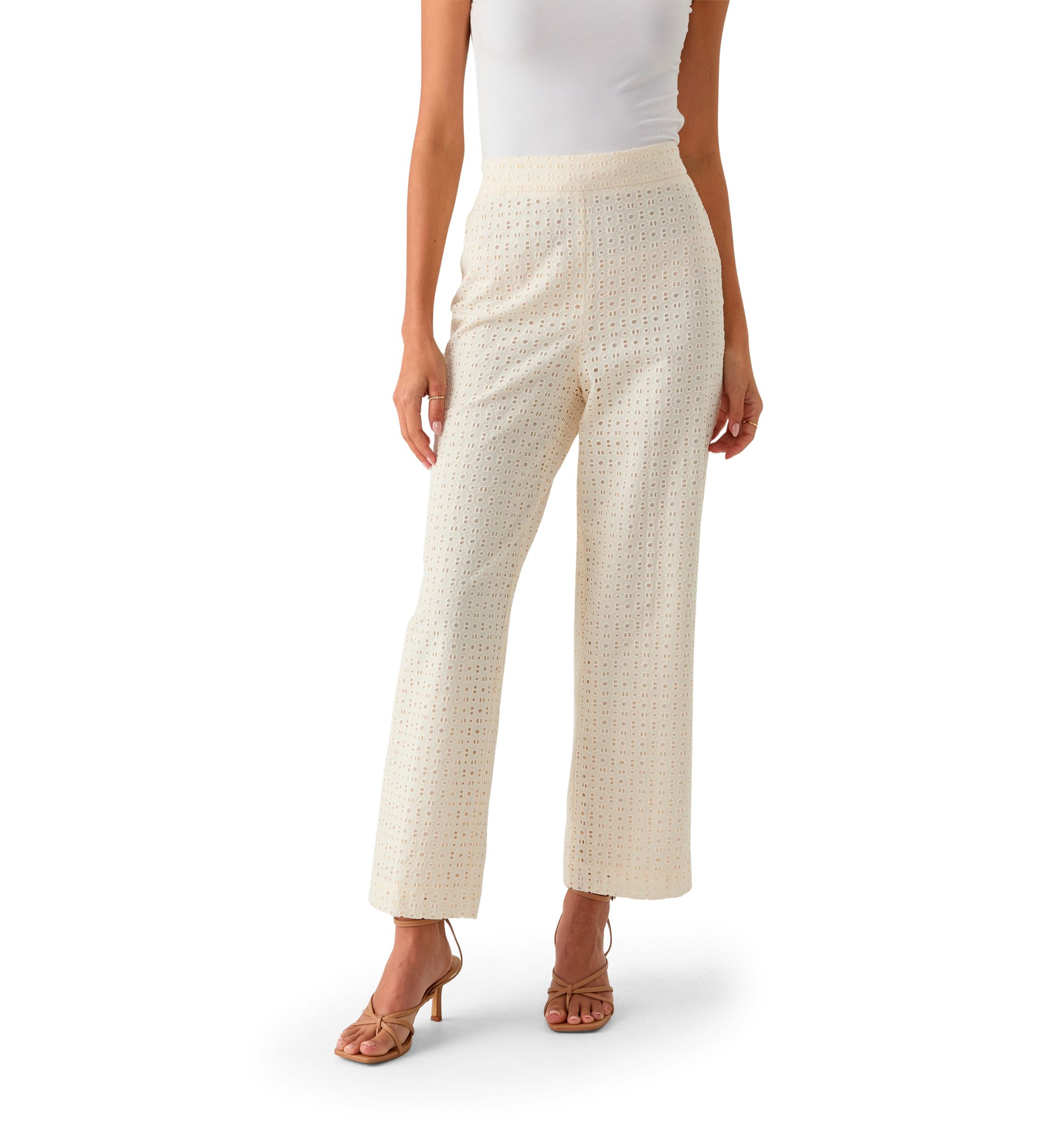 Womens Eyelet Pull On Pants