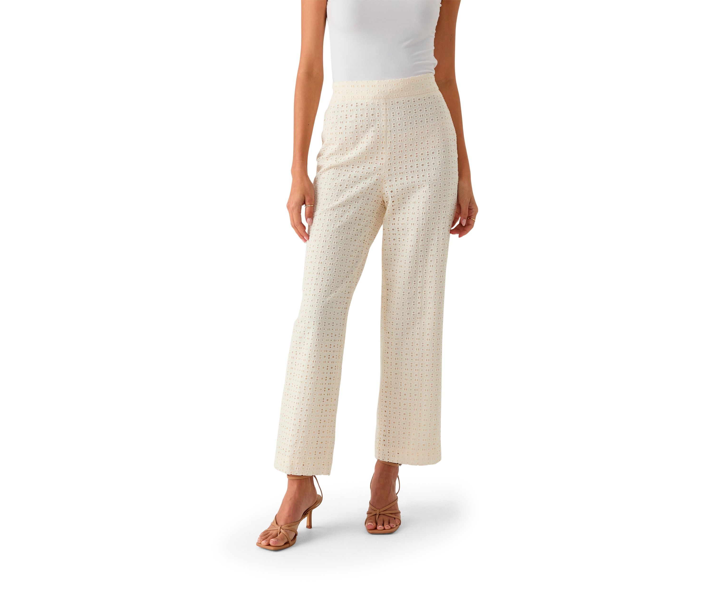 Womens Eyelet Pull On Pants