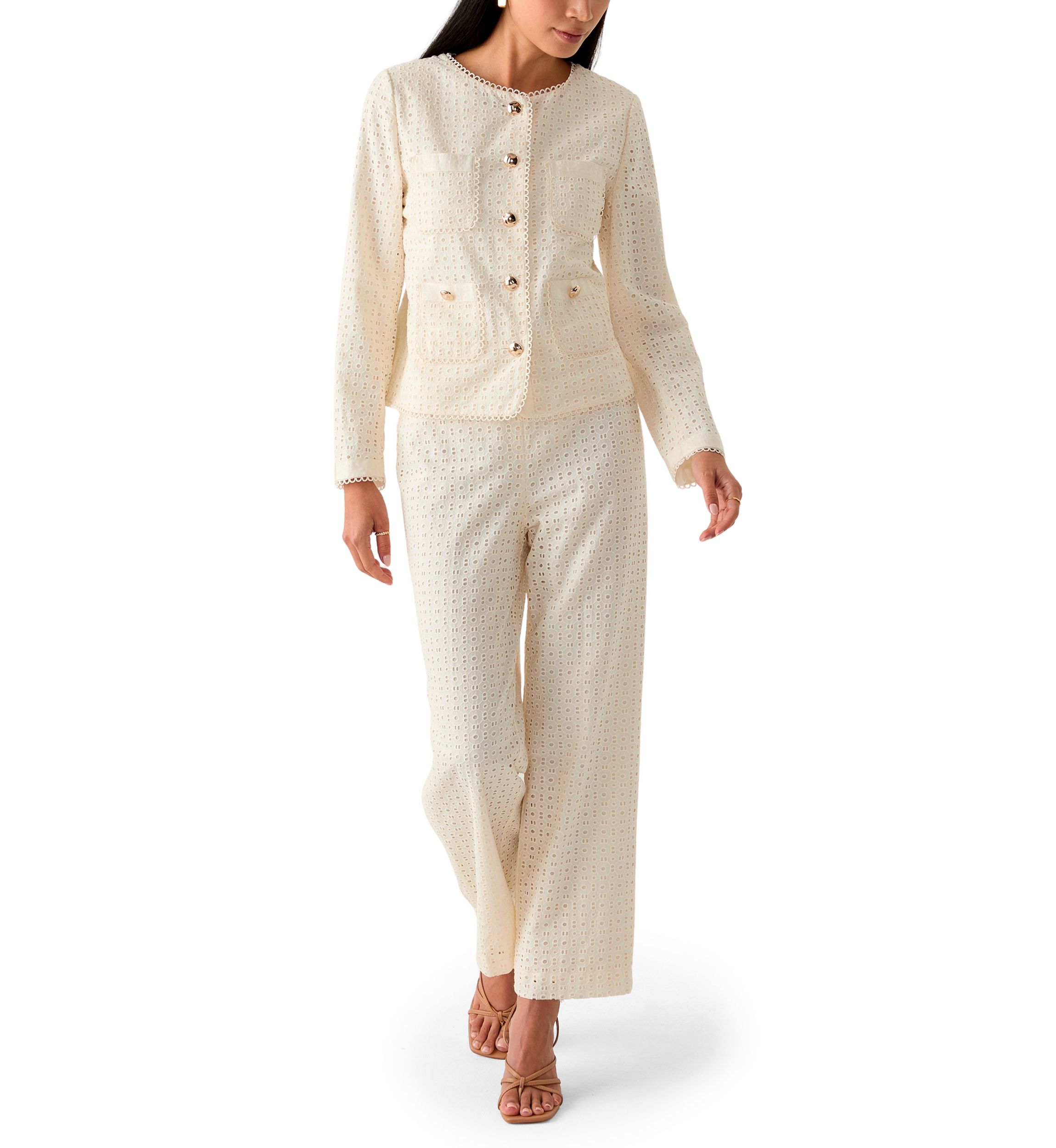 Womens Eyelet Pull On Pants