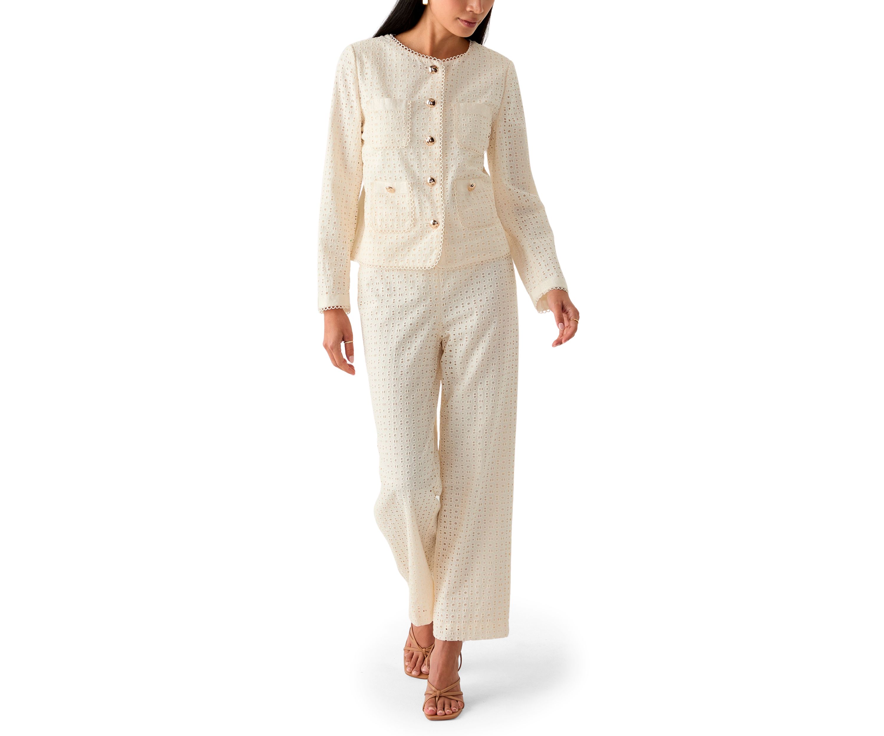 Womens Eyelet Pull On Pants