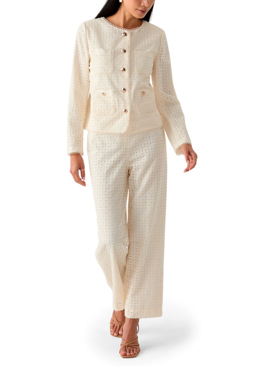 Womens Eyelet Pull On Pants